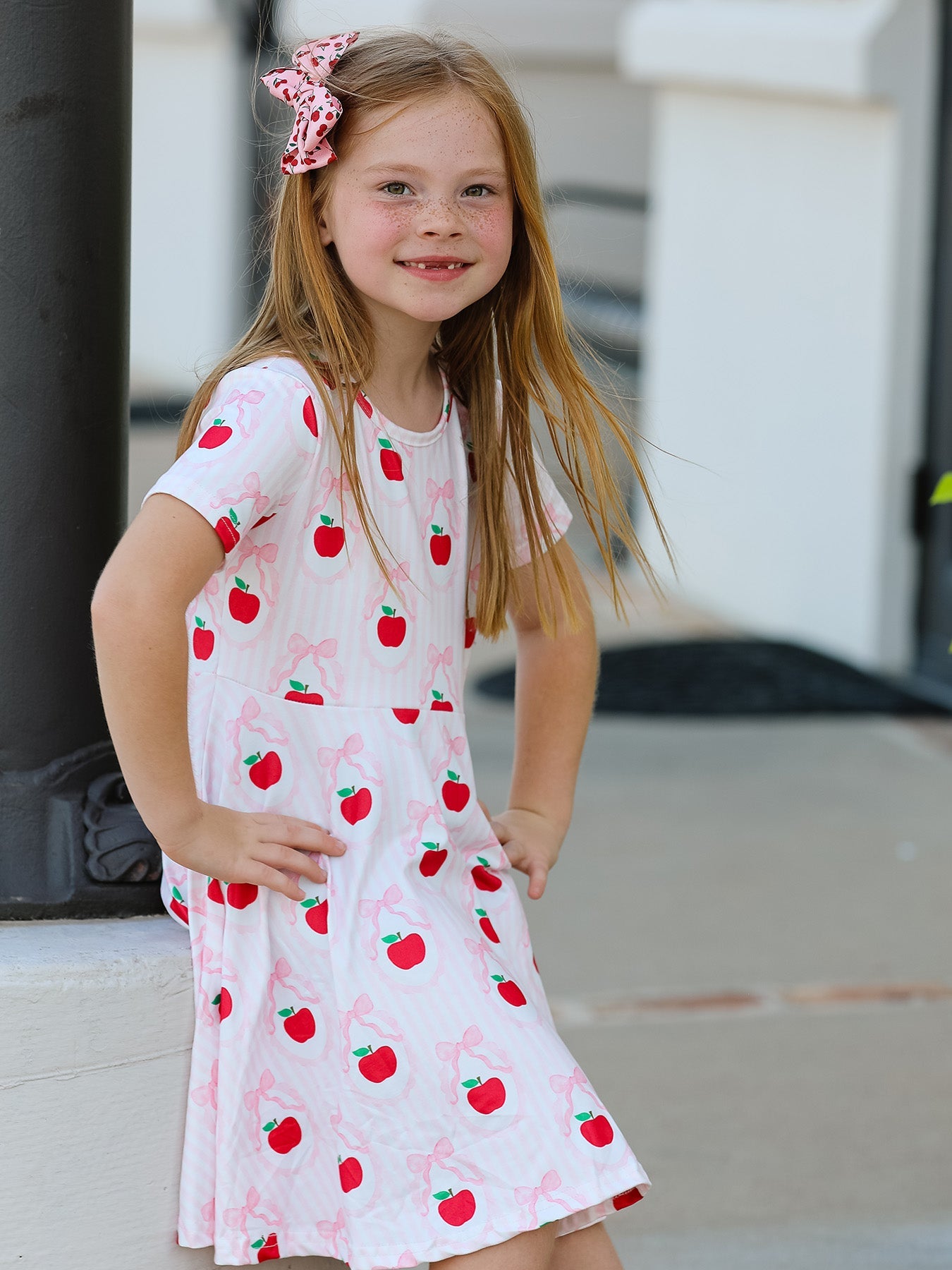Back To School Apple Striped Sweet Girl Dress