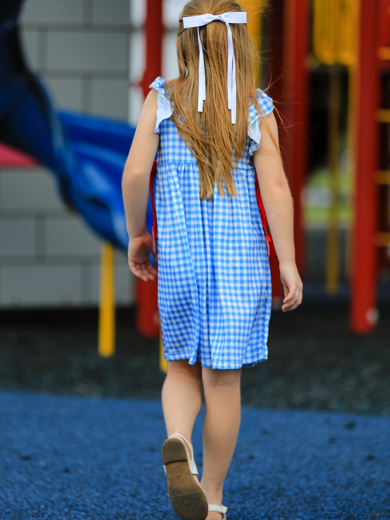 Back To School Girls Striped Lapels Apple Bow Dress