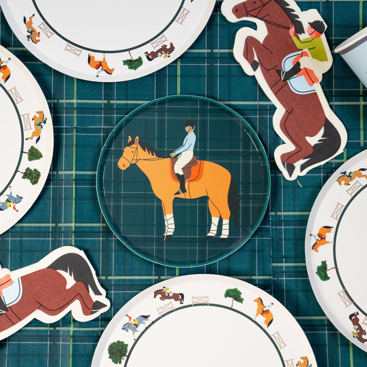 Equestrian Horse Riding Paper Dinner Plates (9 Inch) | Hunter Jumper Party Theme | Eco-friendly, Recyclable Horse Party Plates For Kids & Adults