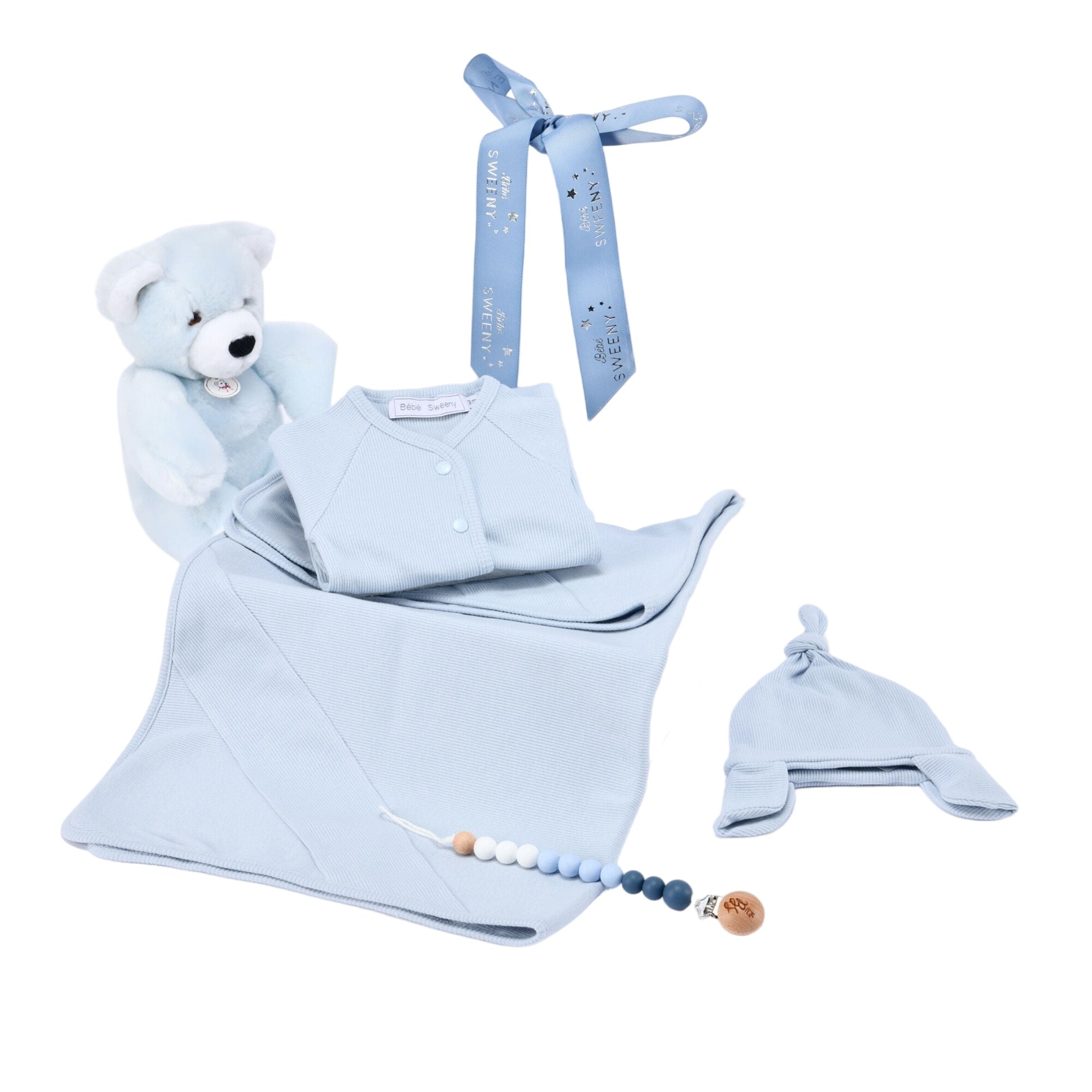 Evan | Baby Boys Gift Box - Blue Ribbed Cotton Set