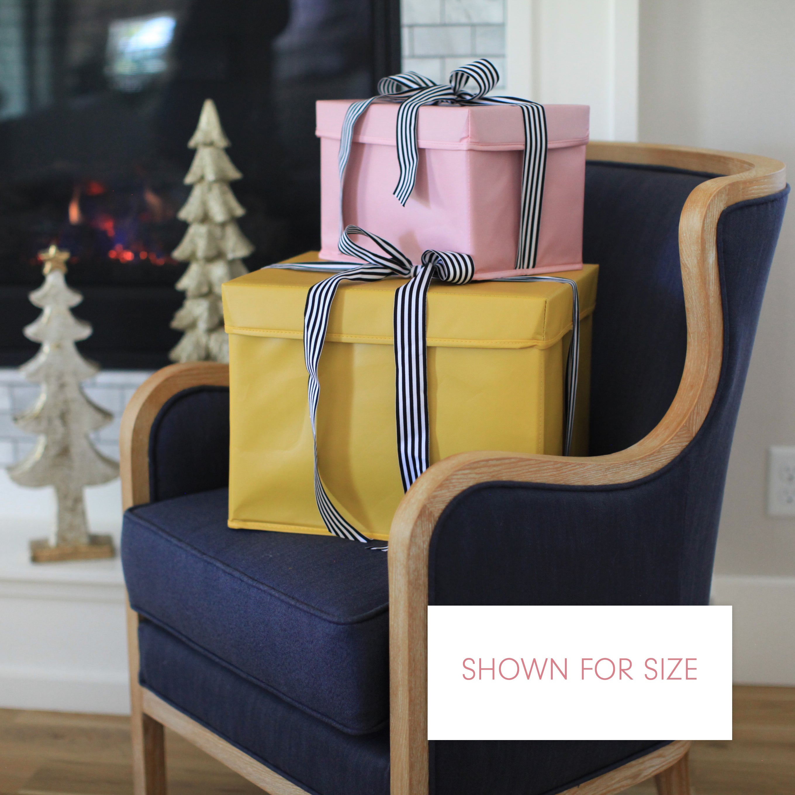 Everbox: Extra Large Yellow Collapsible Gift Box With White Grosgrain Ribbon Attached