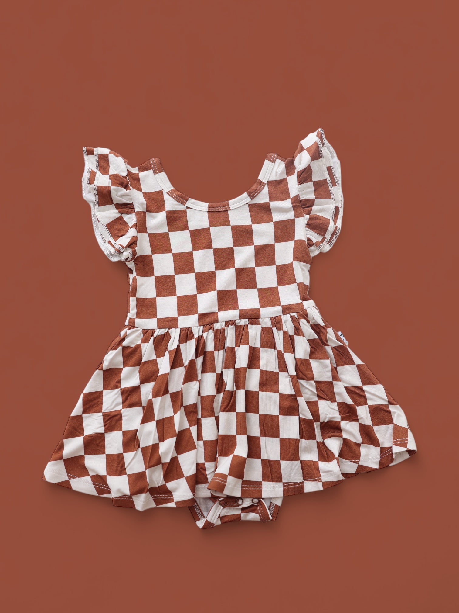 Copper Checkers Dream Cap Sleeve Bodysuit Dress