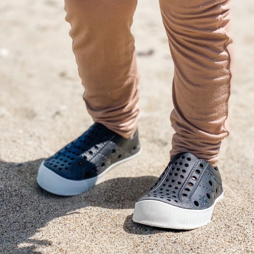 Toddler Perforated Slip On Water Sneakers in Black - Ello