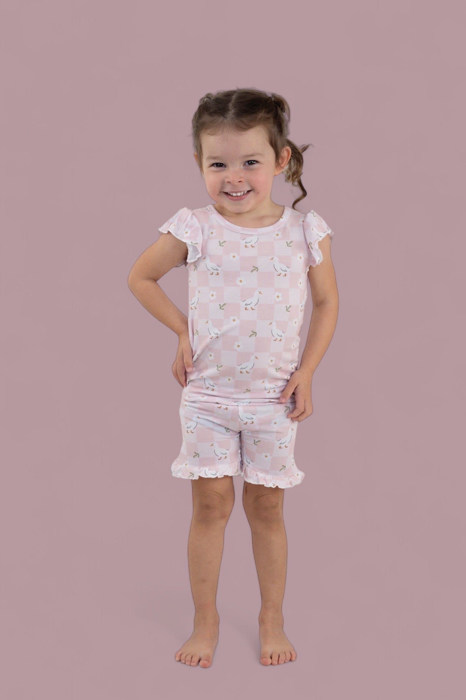 Exclusive Ducks And Daisies Dream Ruffle Short Set