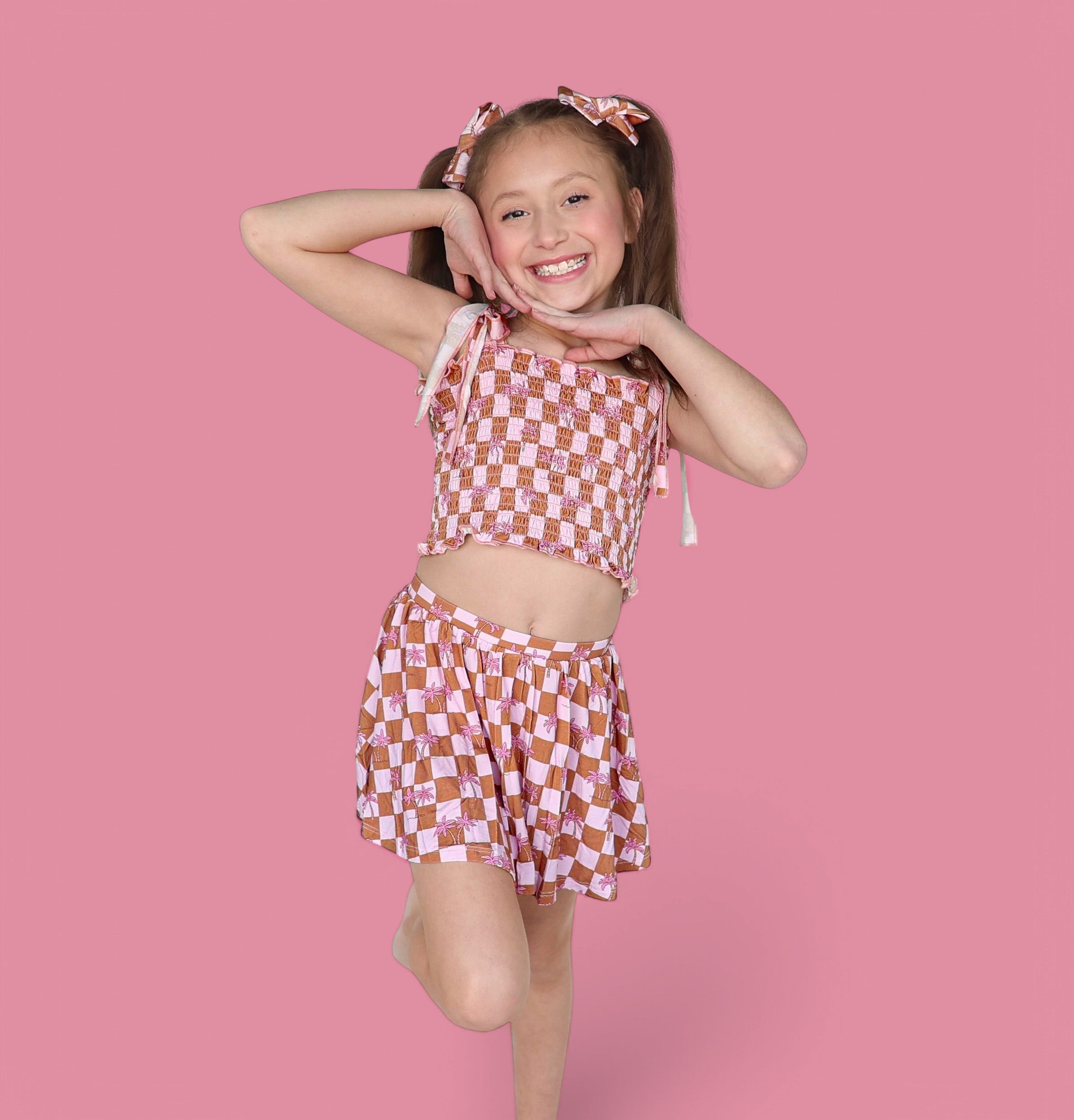 Exclusive Sunset Beach Checkers Dream Smocked Skort Set