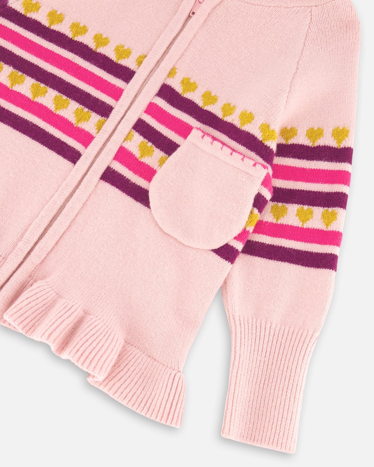 Full Zip Hooded Knitted Sweater Powder Pink