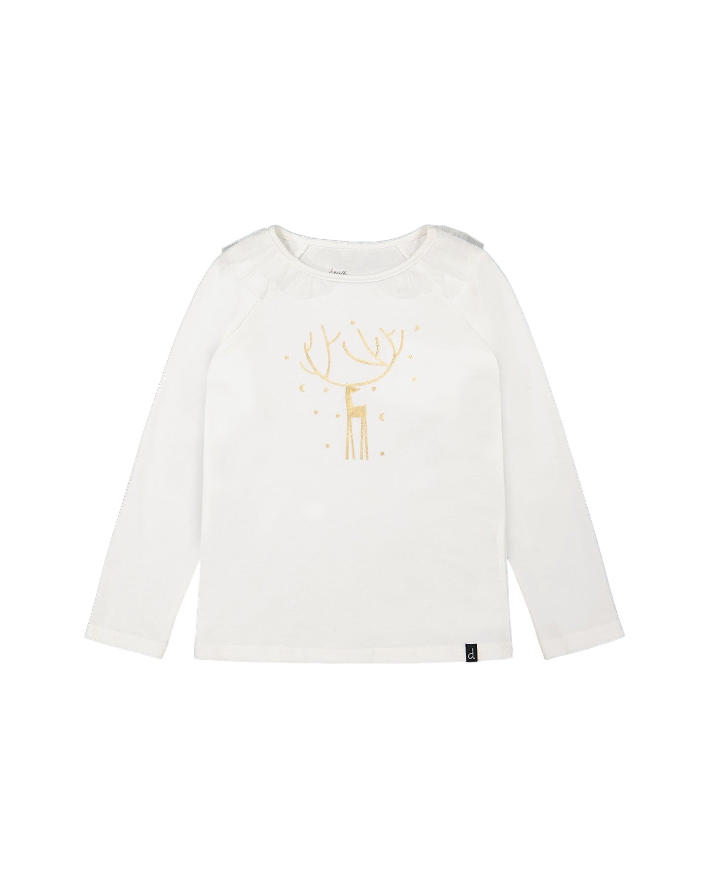 Long Sleeve Top With Frills Off White