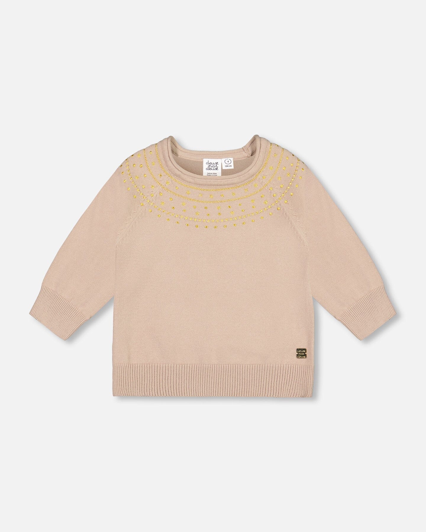 3/4 Sleeve Knitted Sweater Gold Beige
