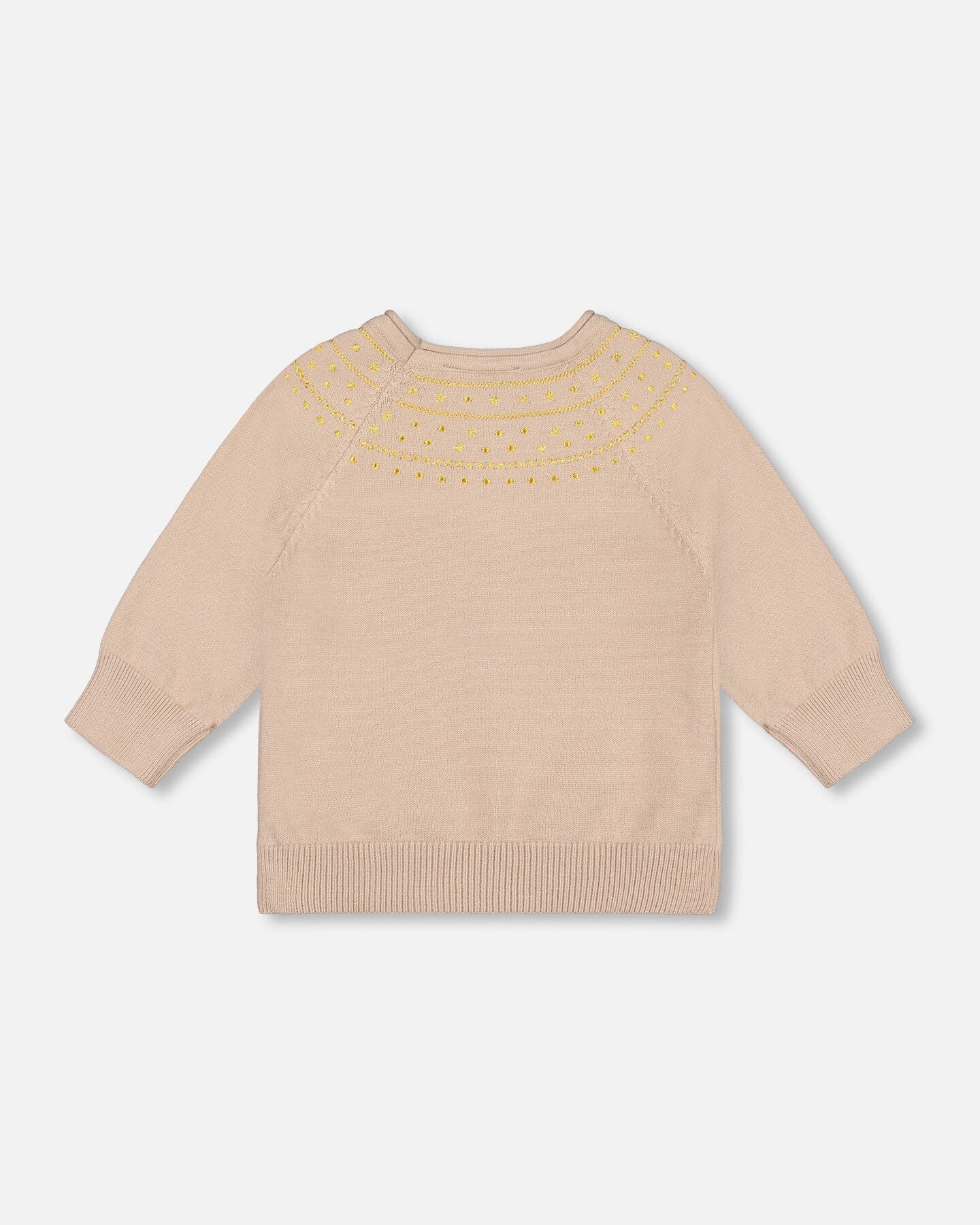 3/4 Sleeve Knitted Sweater Gold Beige