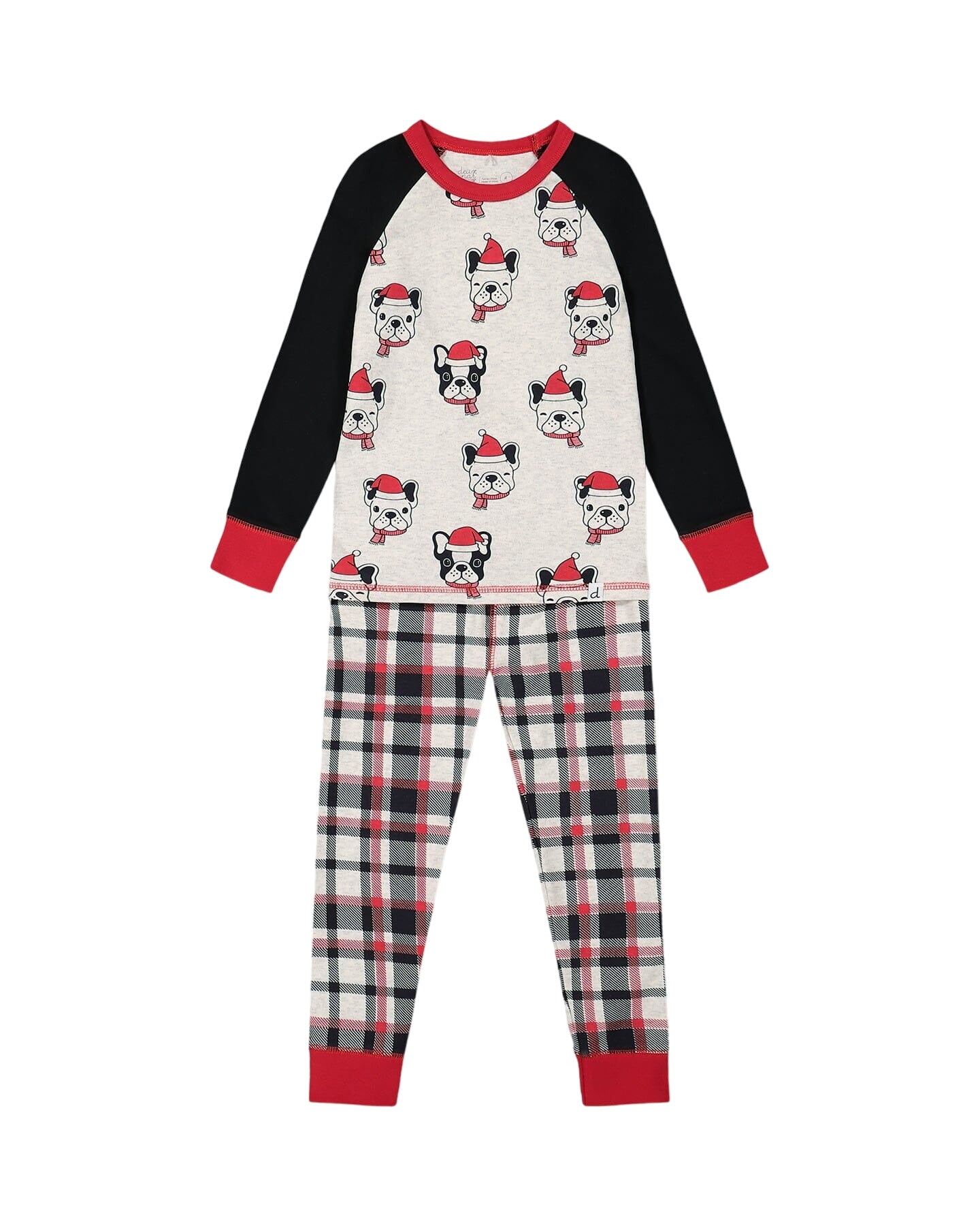 Organic Cotton Printed Dogs Two Piece Pajama Set Oatmeal Mix