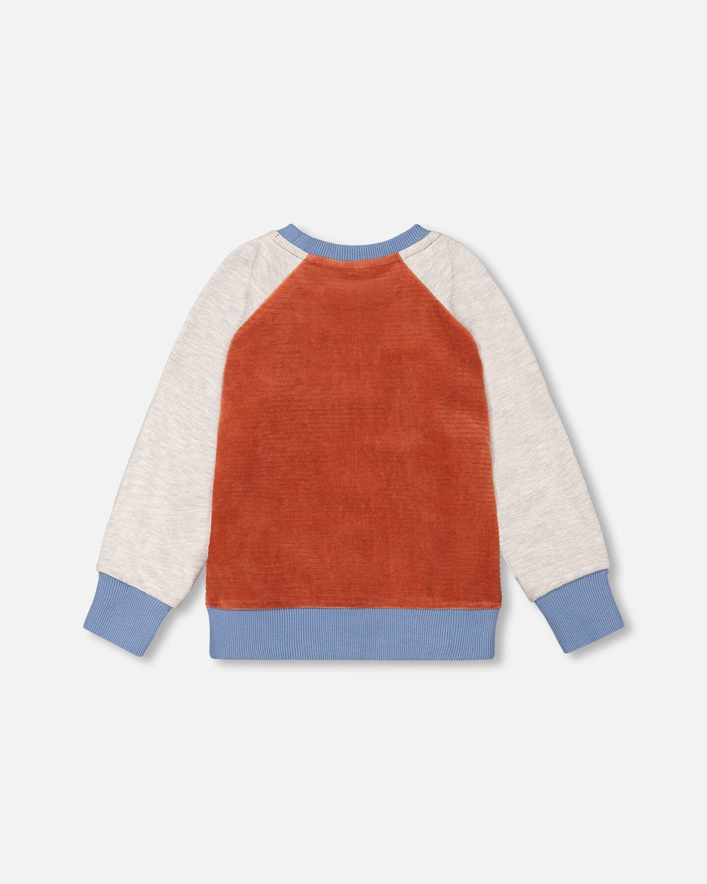 Color Block Raglan Velvet Rib Sweatshirt Burnt Orange
