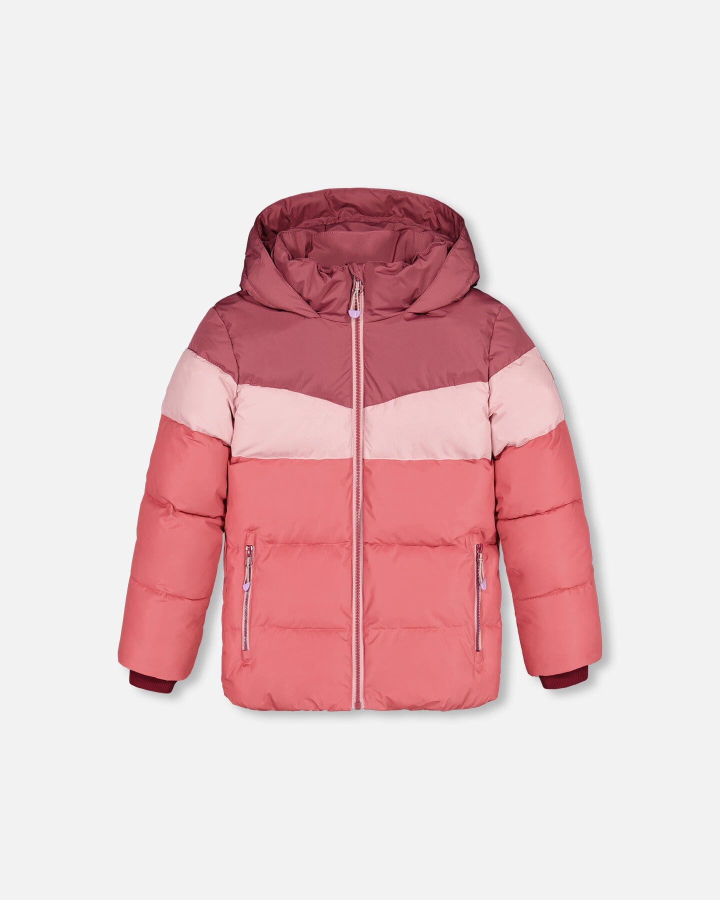 Puffy Jacket Pink And Plum Color Block