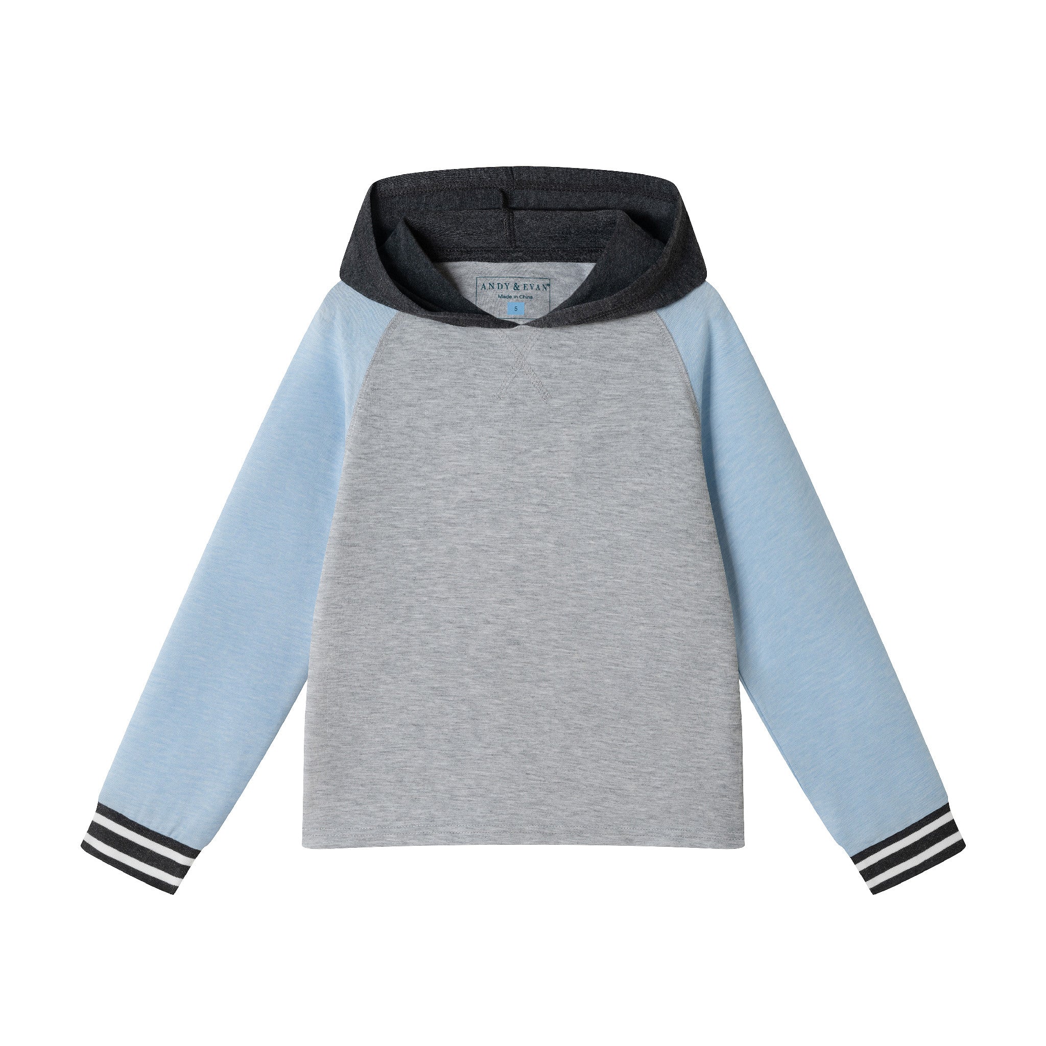 Kids Lightweight Raglan Hoodie Tee | Light Blue