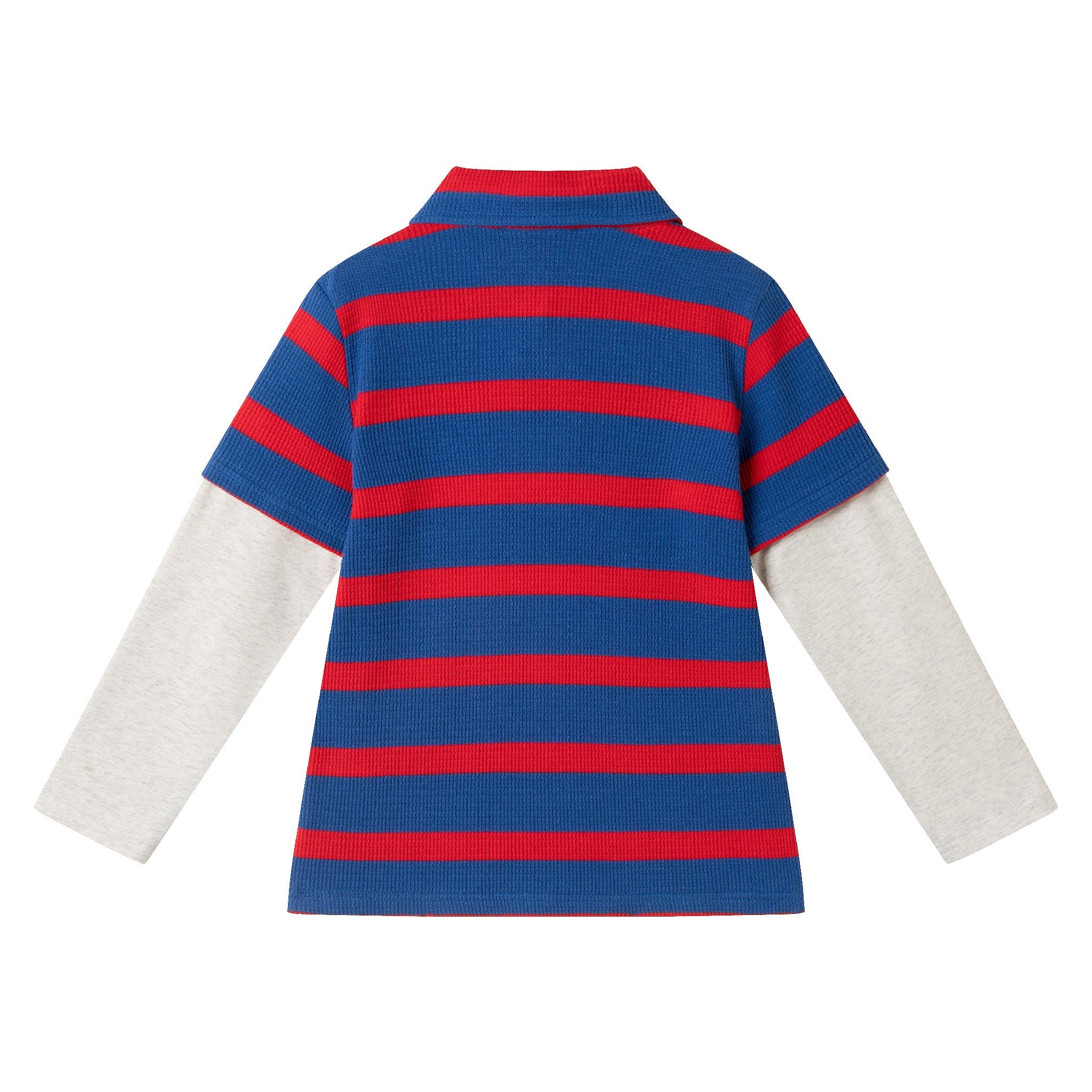Kids Long Sleeve Waffle Polo | Rugby Stripe
