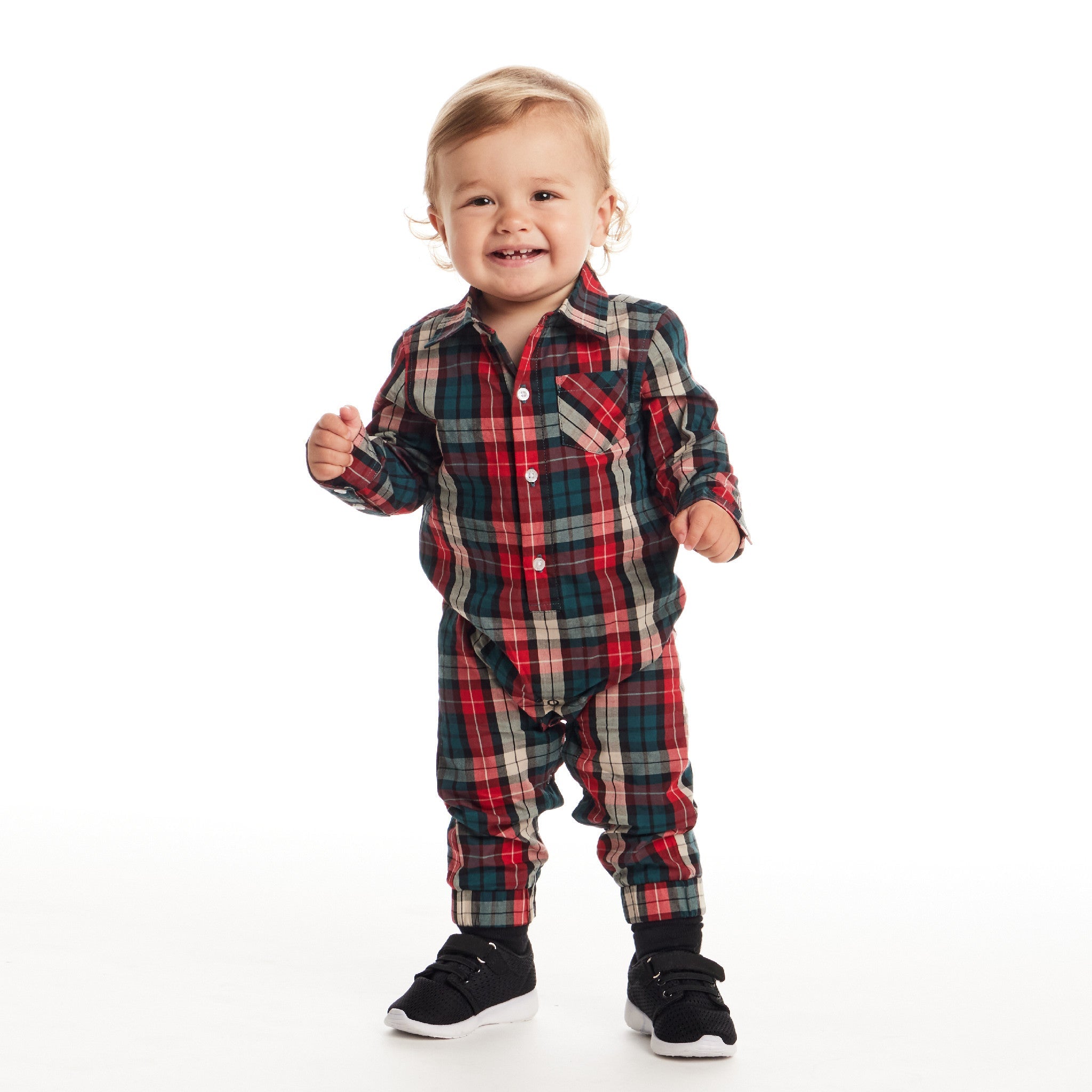 Infant Plaid Shirtall | Red Holiday