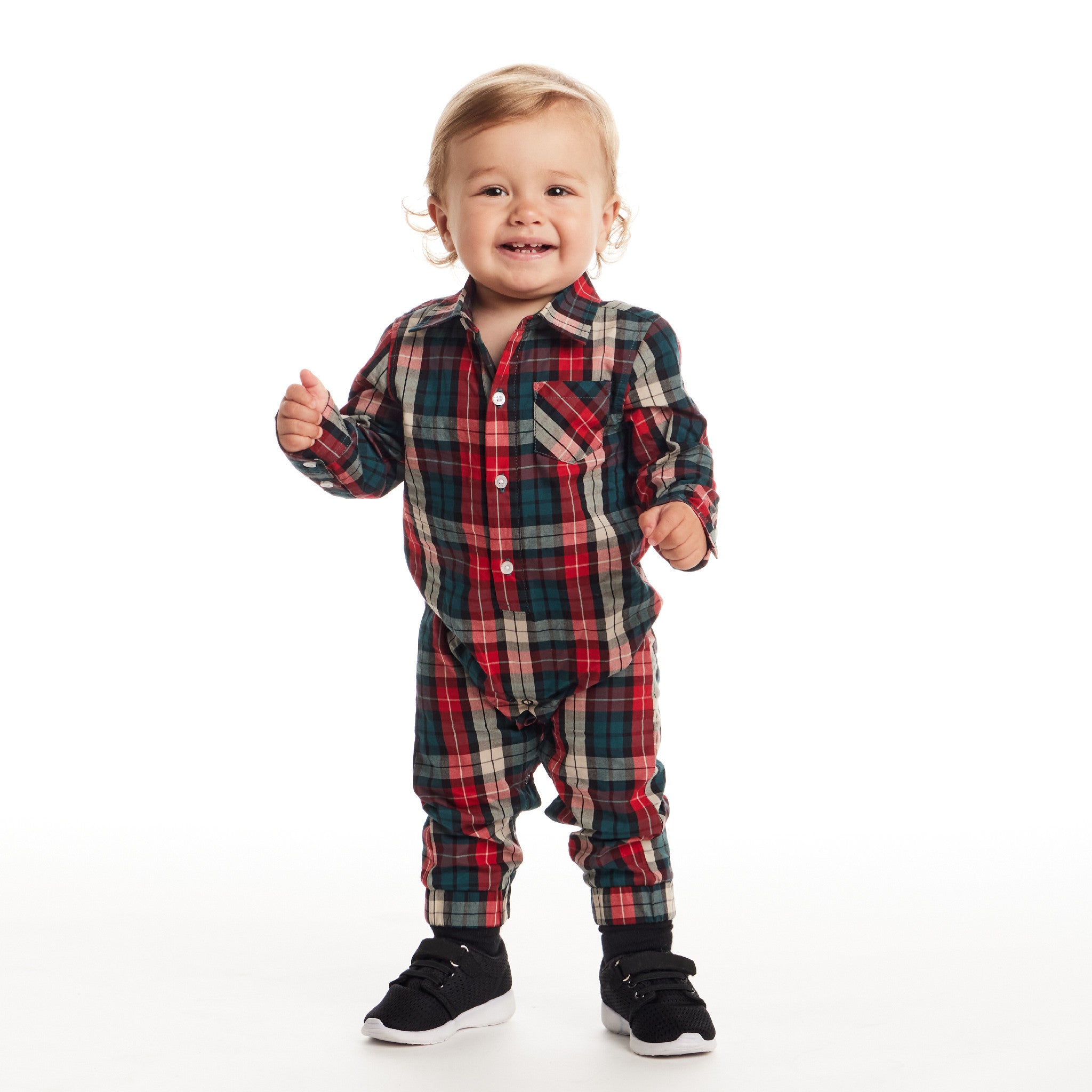Infant Plaid Shirtall | Red Holiday