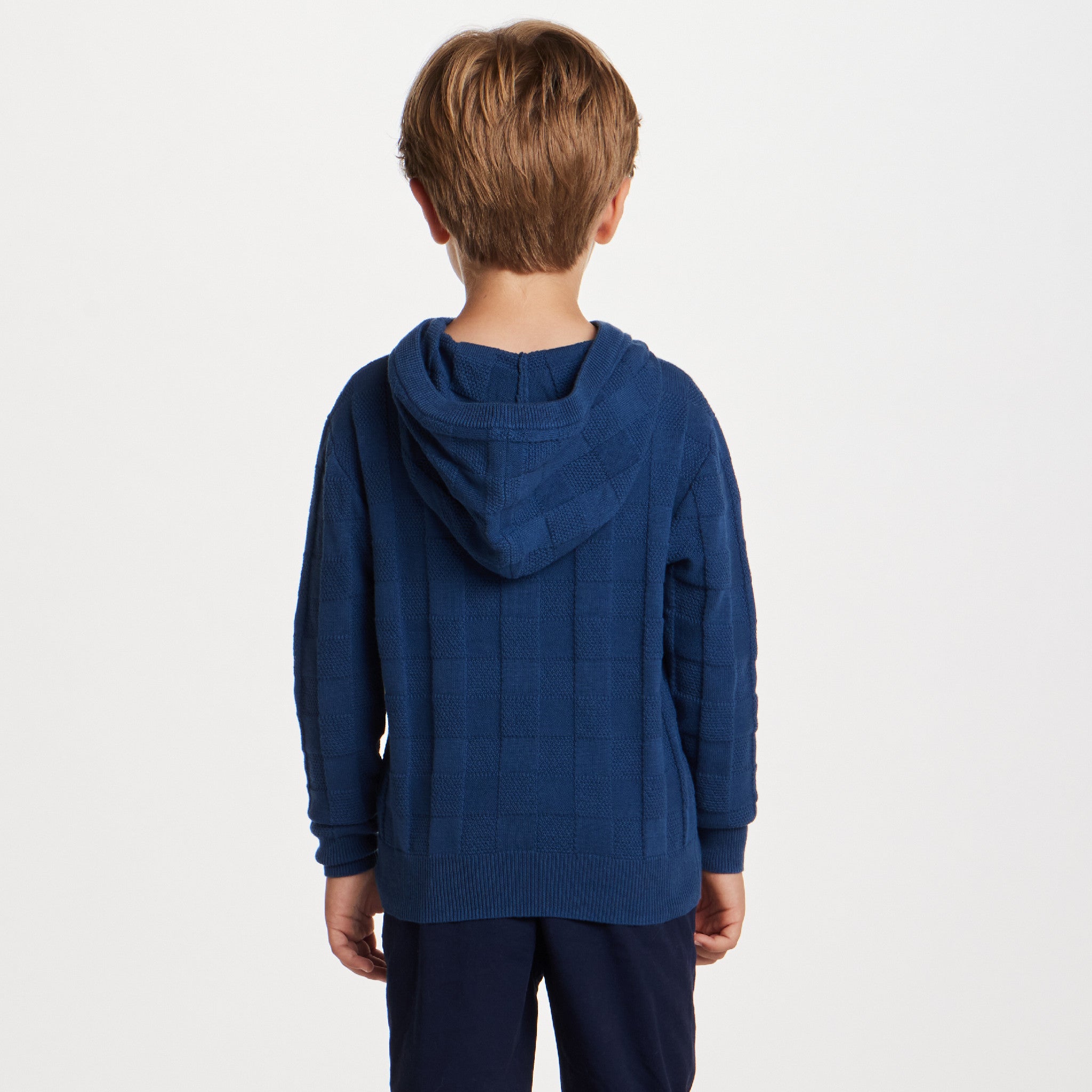Kids Hooded Sweater | Blue Checkered