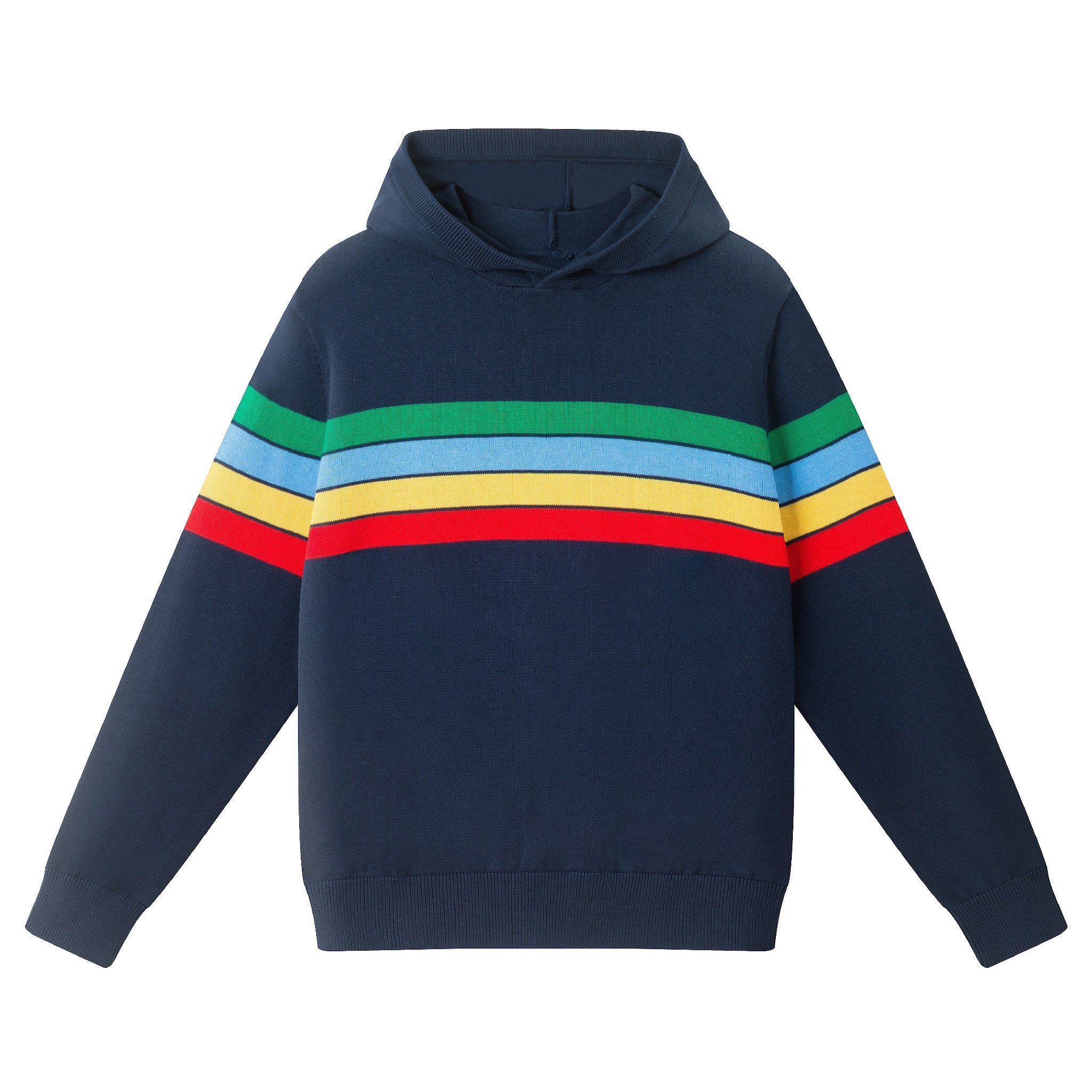 Big Kids Hooded Striped Sweater W/multi Stripe | Navy