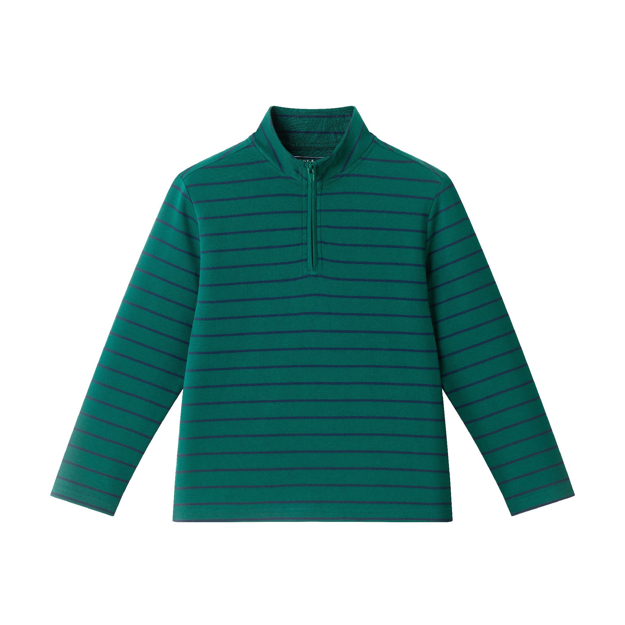 Kids Quarter Zip Stripe Pullover | Green Stripe