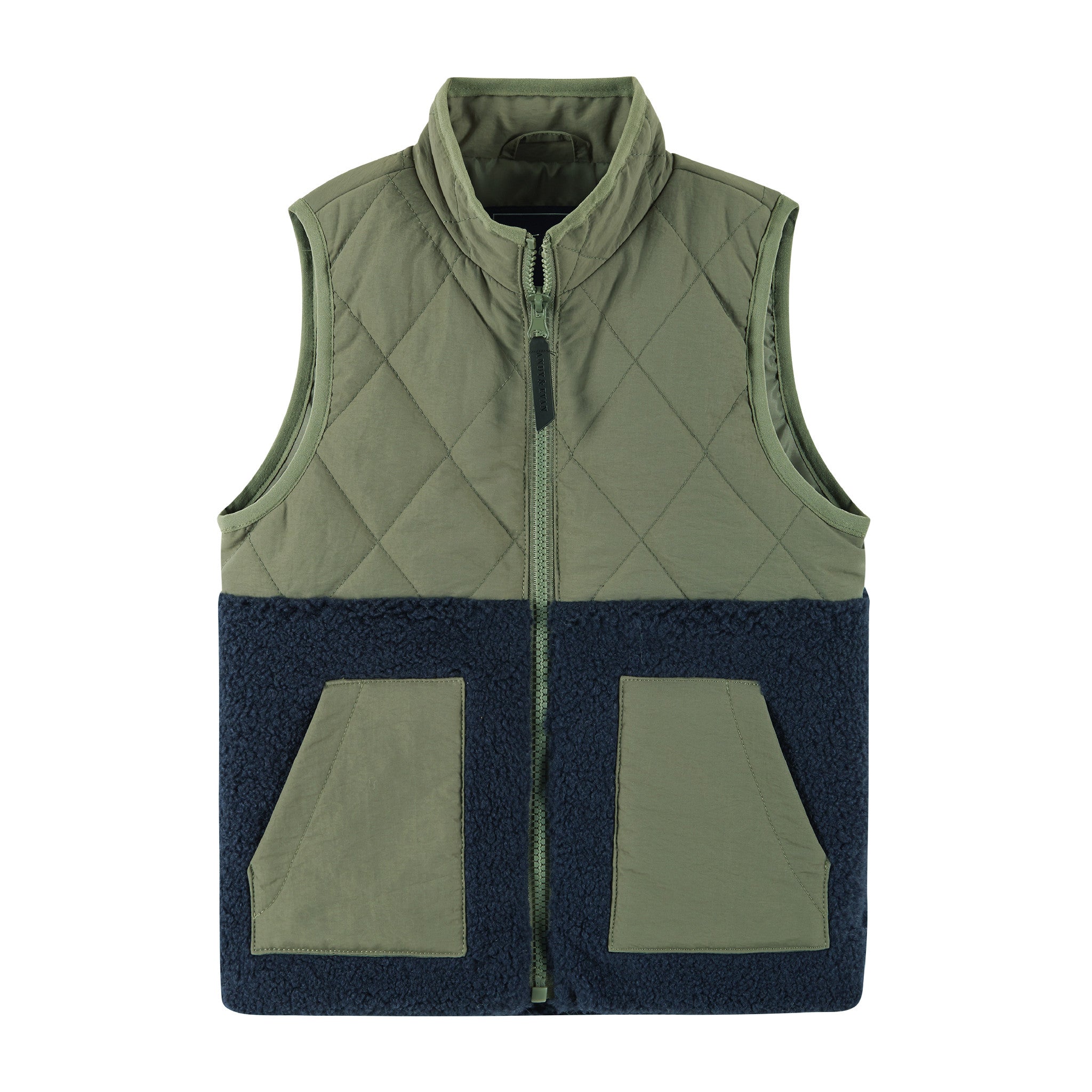 Kids Mixed Media Sherpa Vest | Green