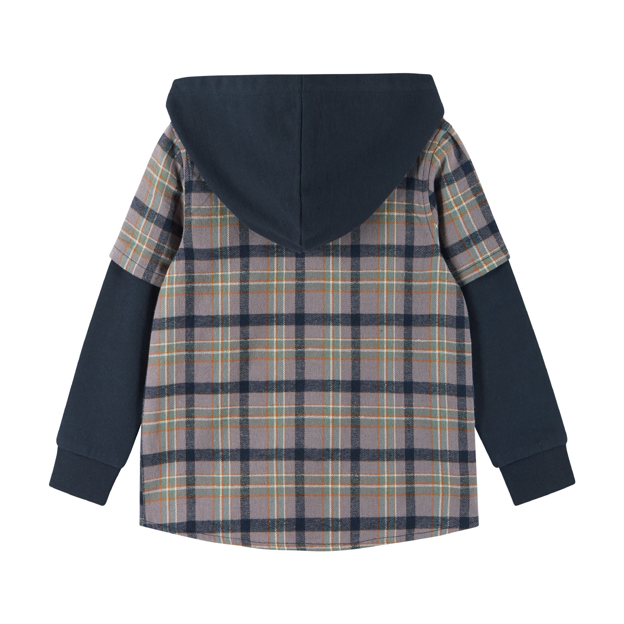 Kids Twofer Hoodie | Brown Plaid