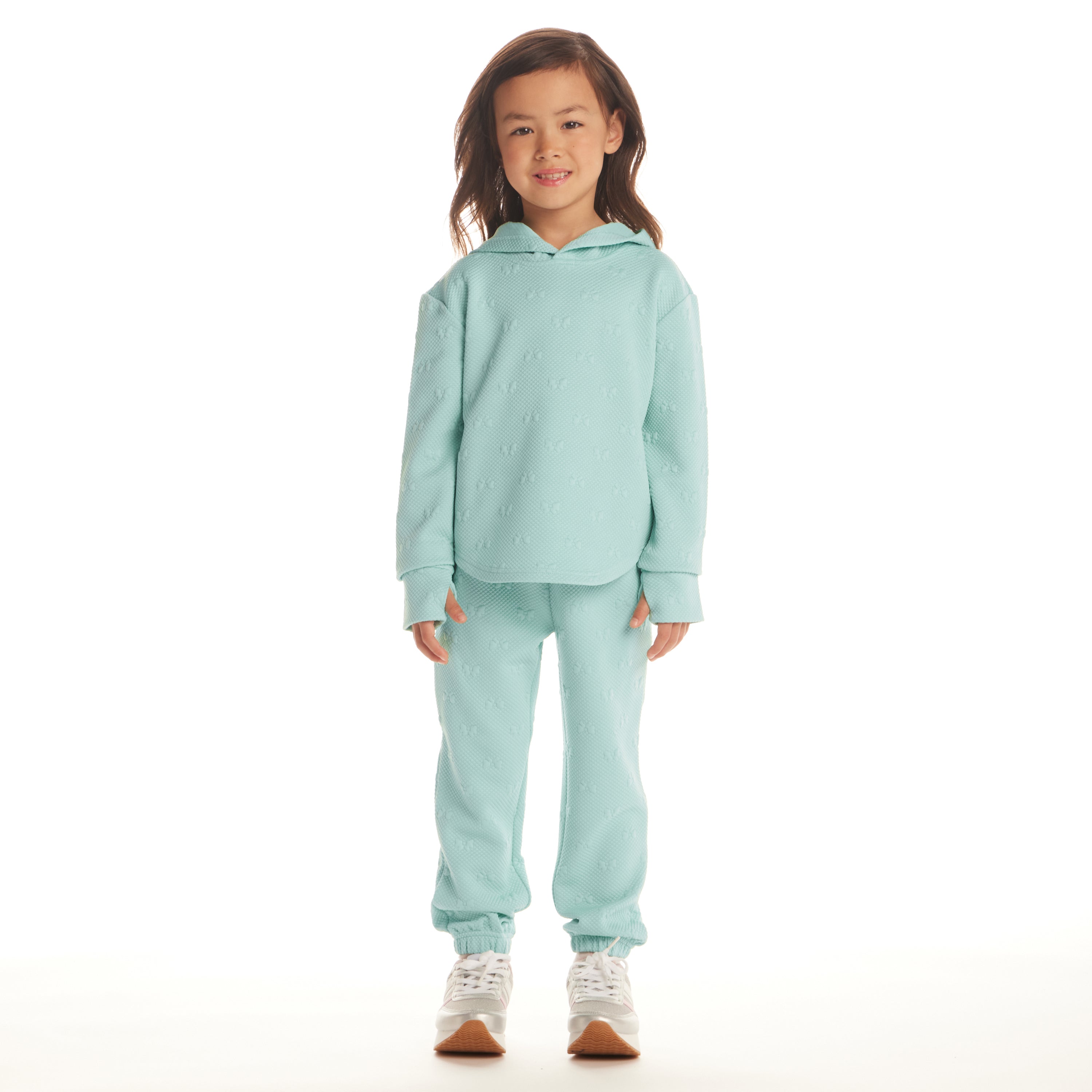 Kids Embossed Lounge Set | Aqua Bows
