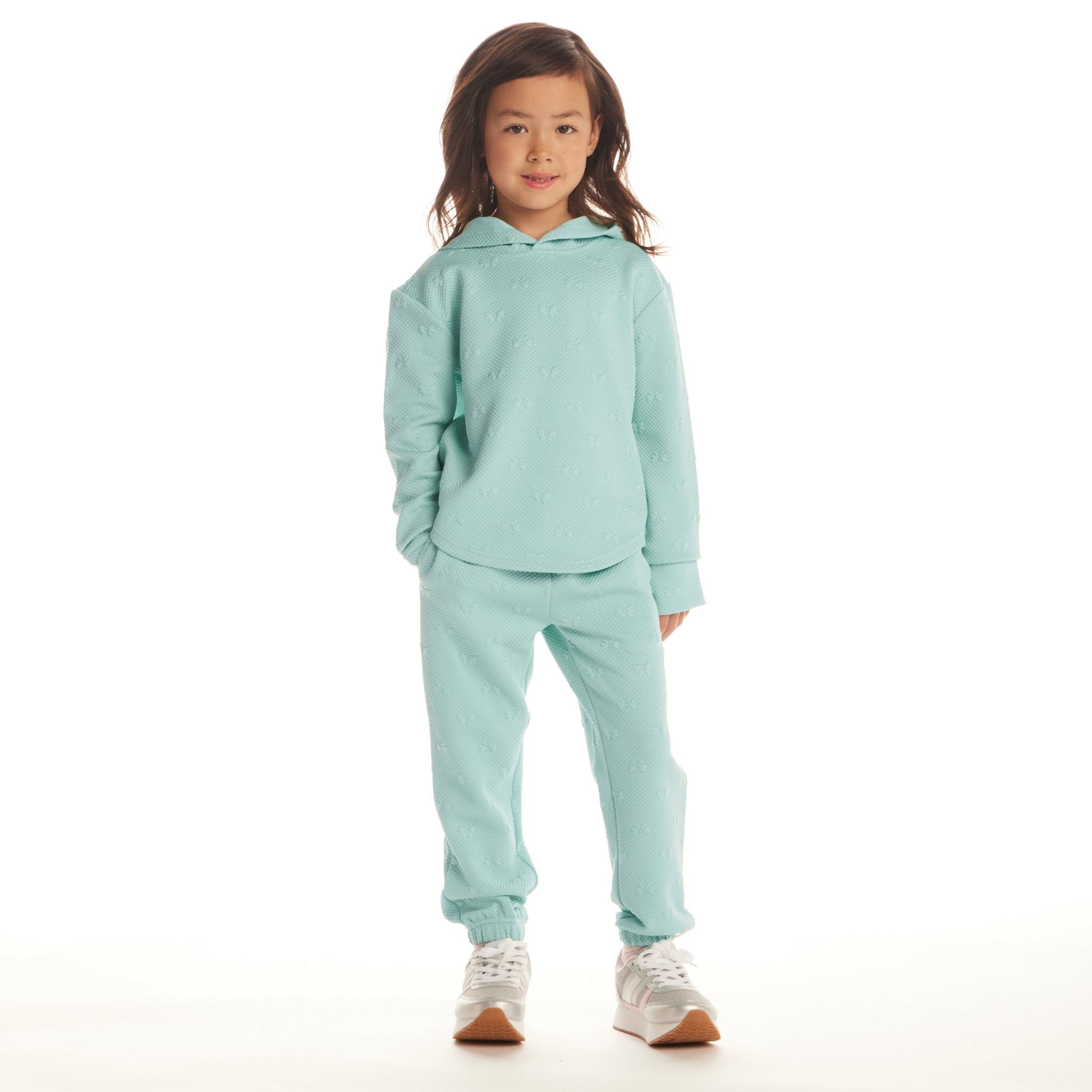 Kids Embossed Lounge Set | Aqua Bows