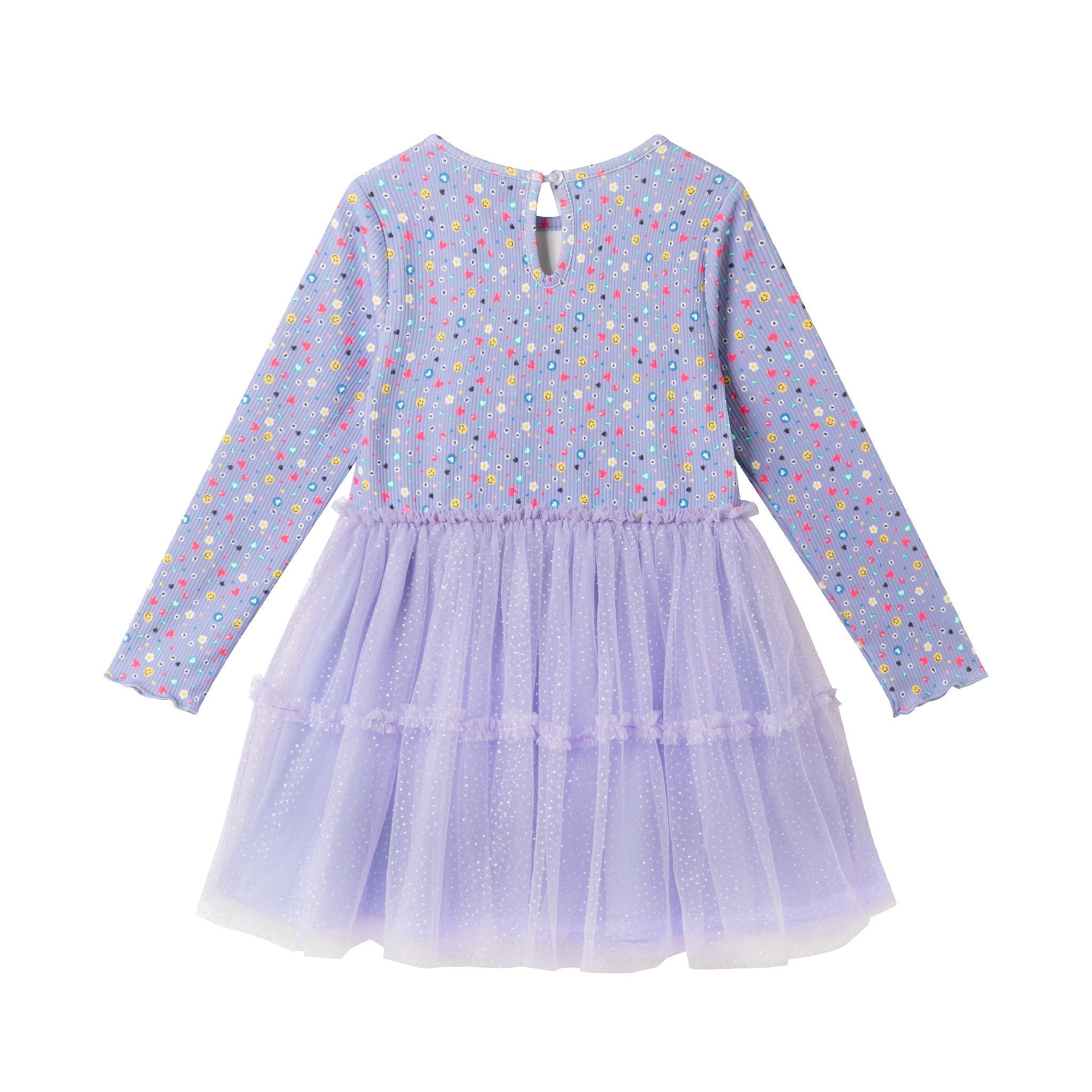 Kids Printed Rib Knit Dress | Purple Hearts