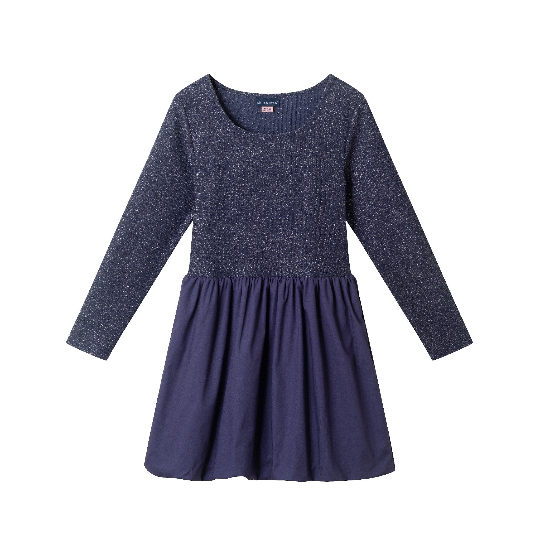 Big Kids Rib Jersey Drop Waist Bubble Dress | Navy