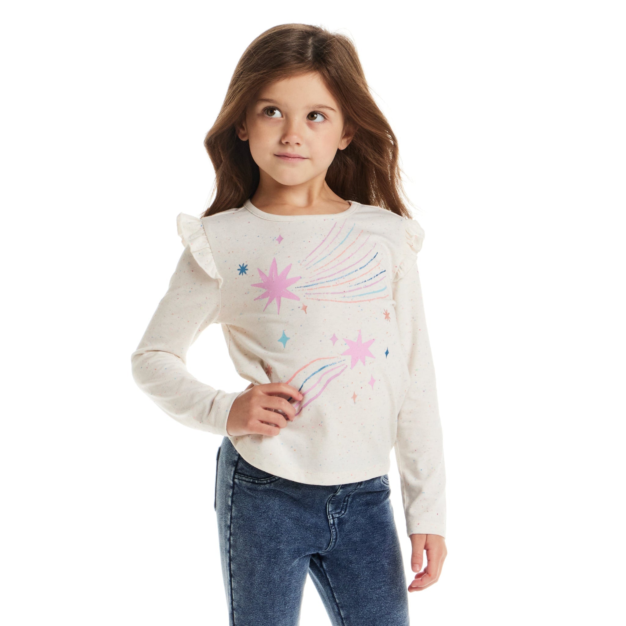 Kids Speckled Long Sleeve Tee| Shooting Stars