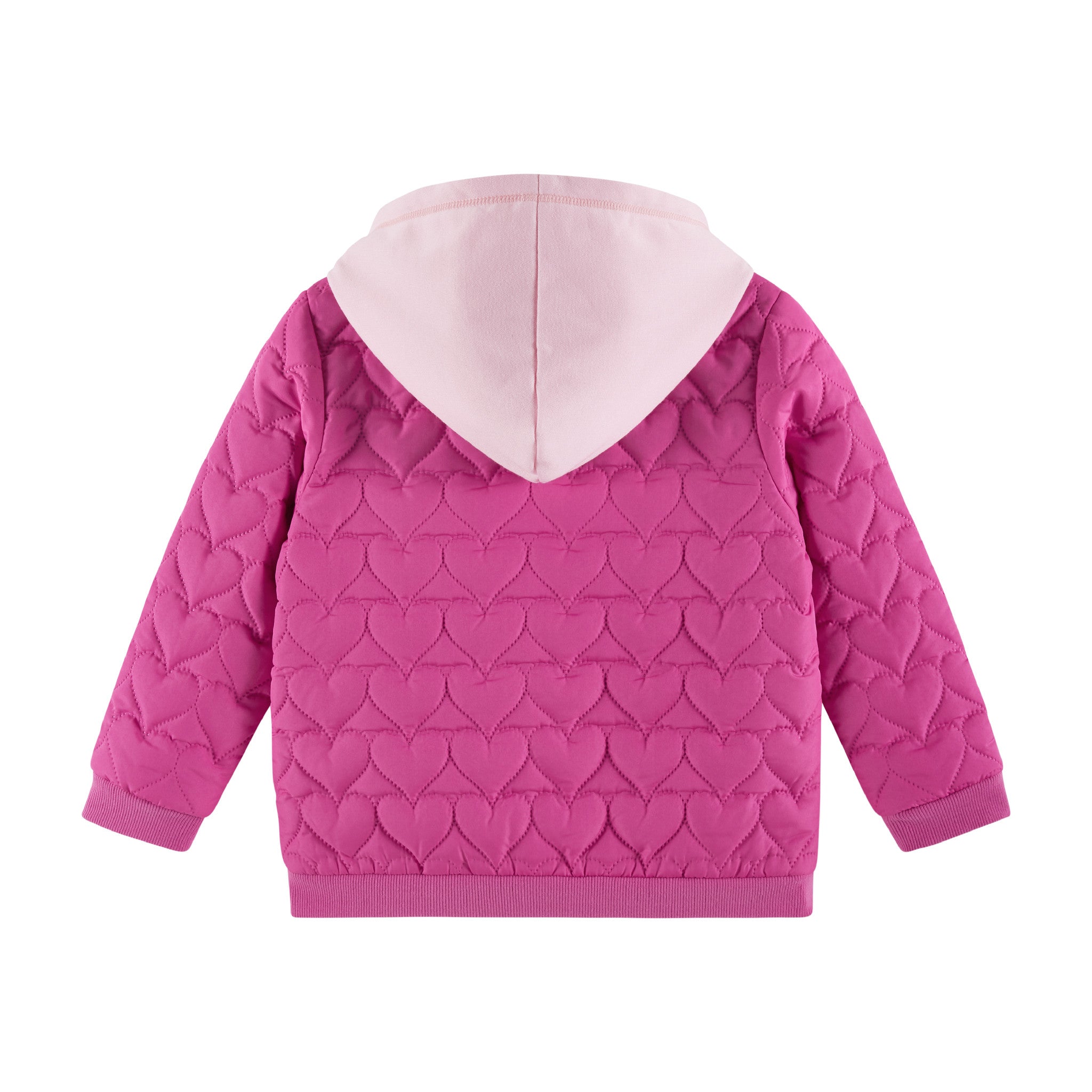 Kids Hooded Quilted Jacket | Pink Hearts