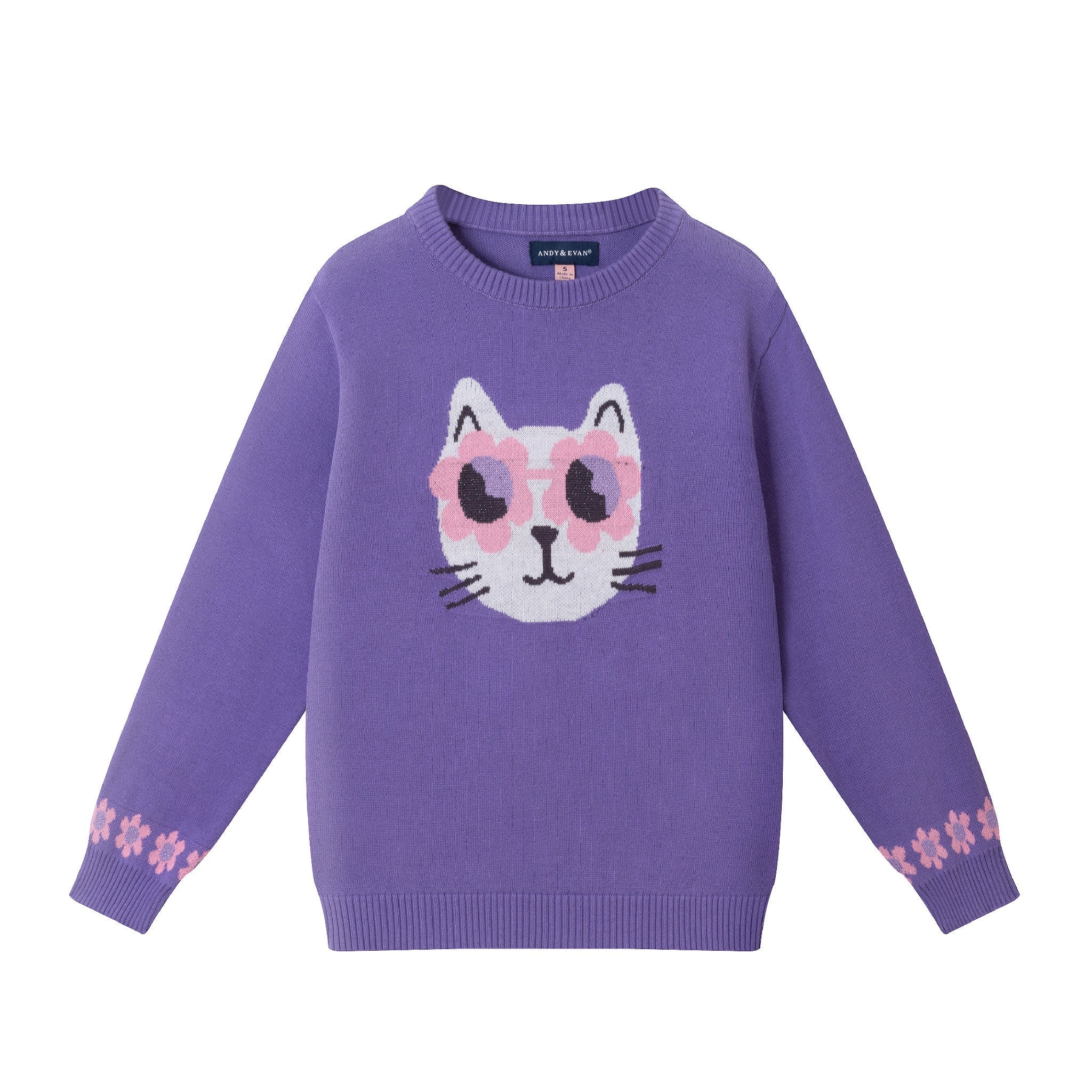 Kids Sweater & Legging Set | Purple Kitty Sunglasses