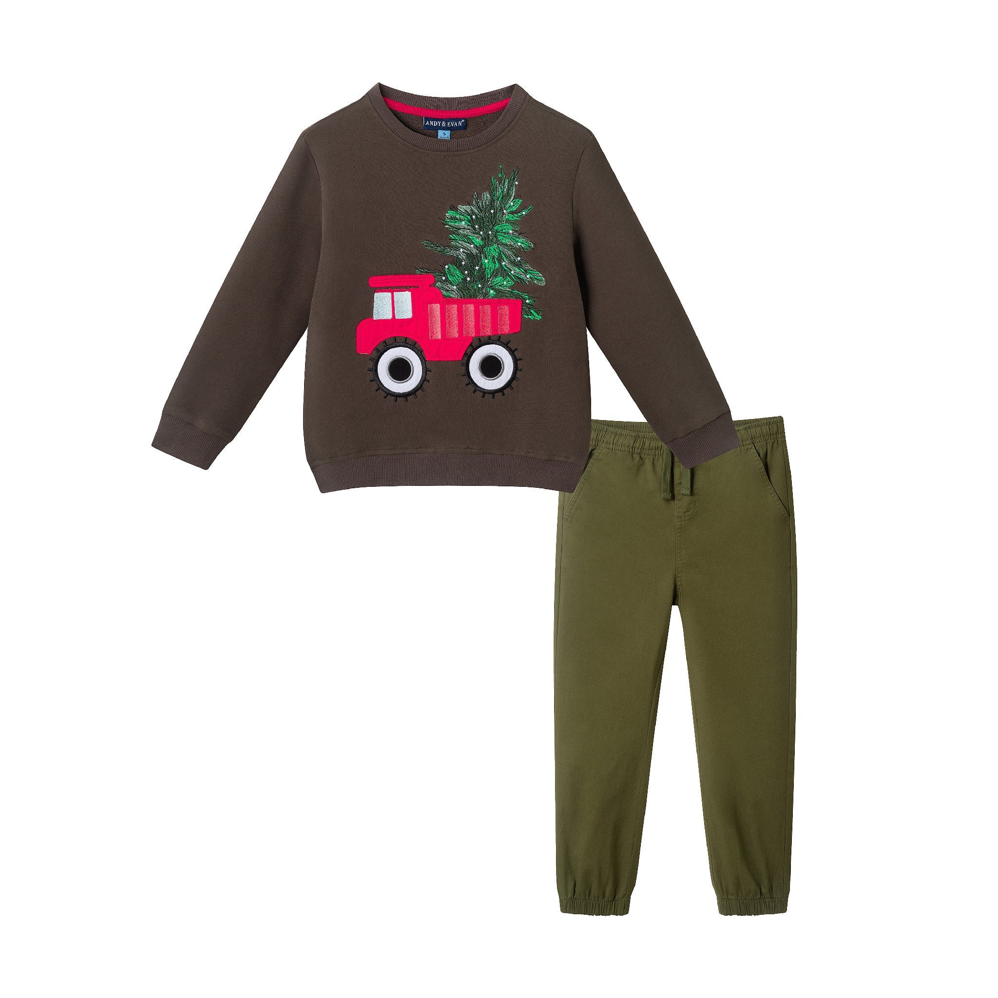 Kids Sweater & Twill Jogger Set | Holiday Truck