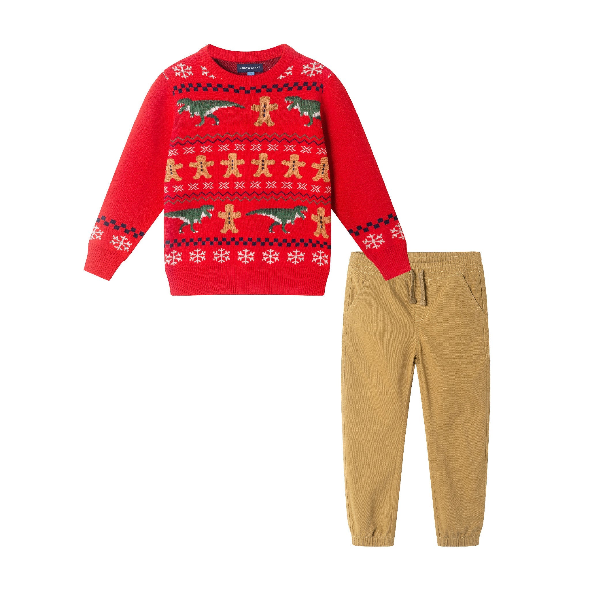 Kids Sweater & Pants Set | Gingerbread & Dinos