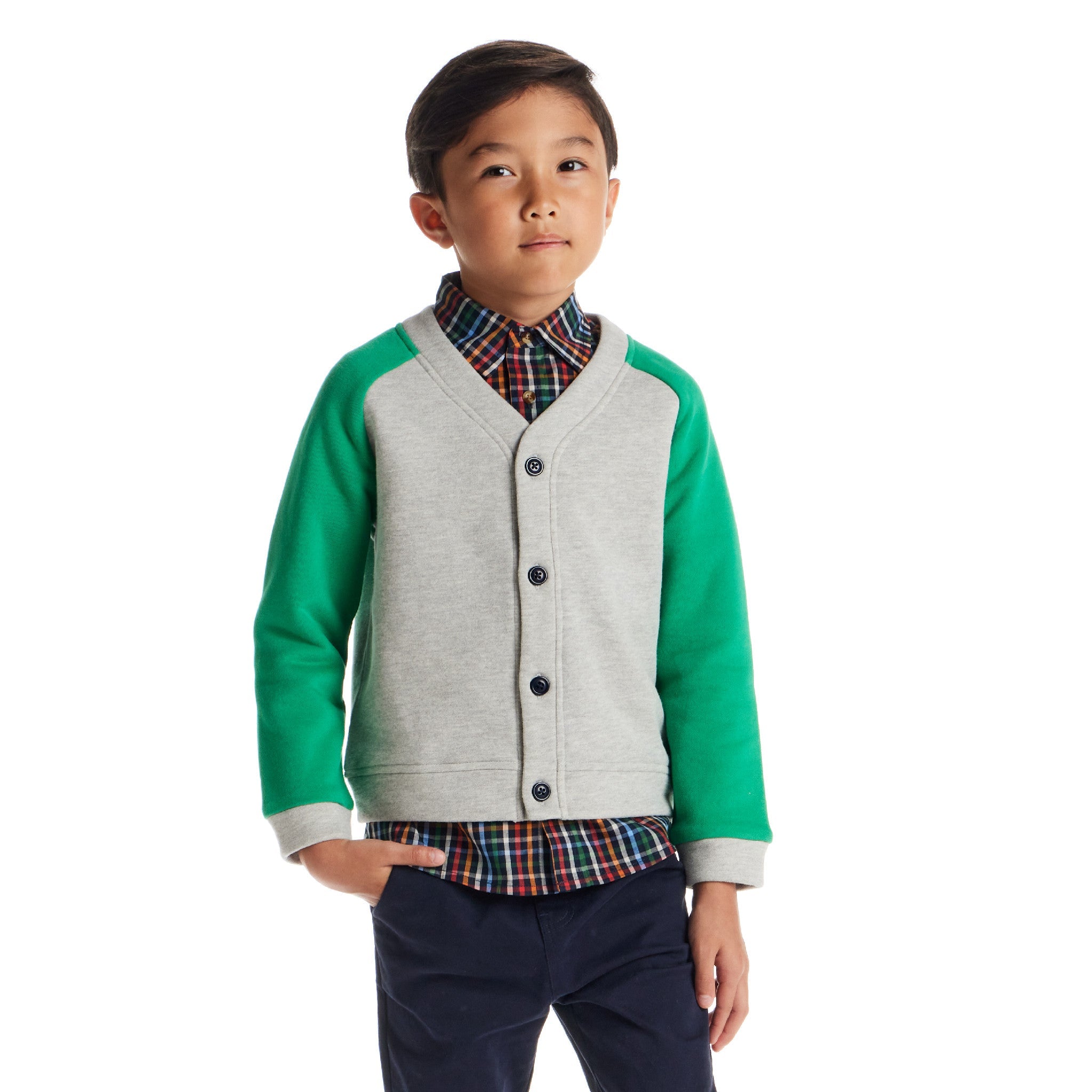Kids Buttondown & Twill Pant Set | Grey Cardigan