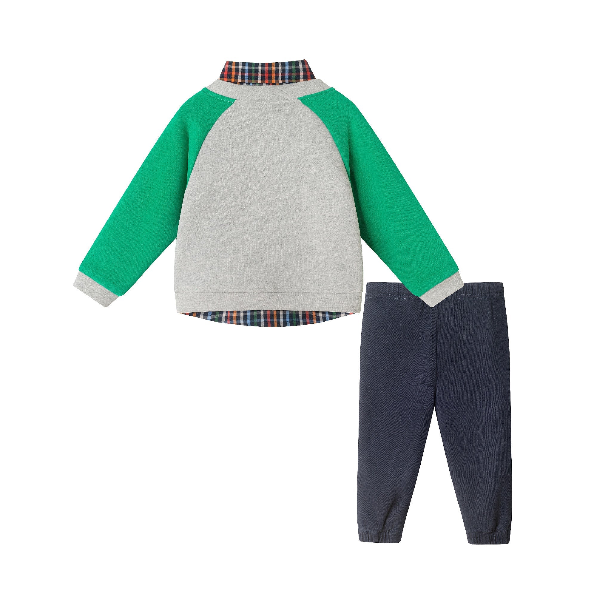 Infant Buttondown & Twill Pant Set | Grey Cardigan