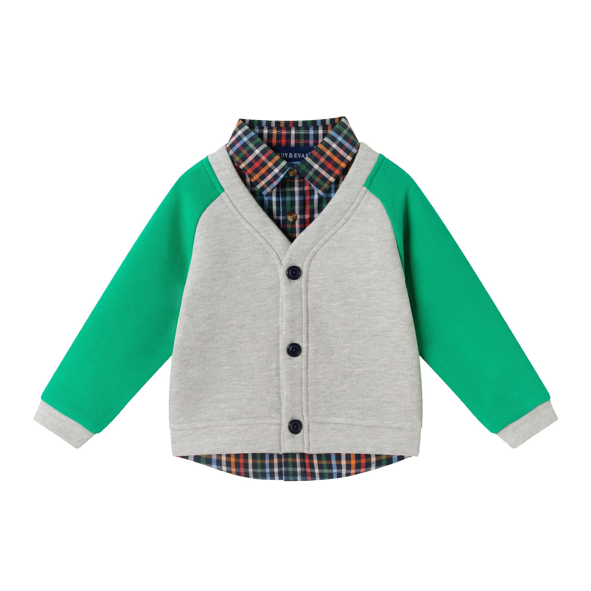 Infant Buttondown & Twill Pant Set | Grey Cardigan