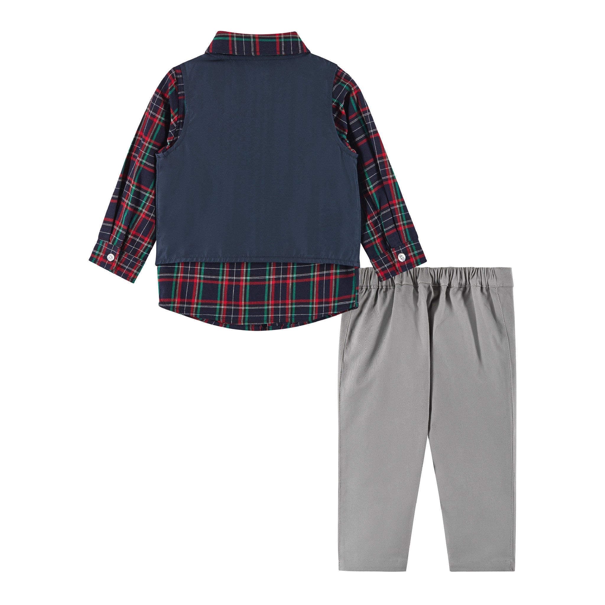 Infant Vest Set | Navy Plaid