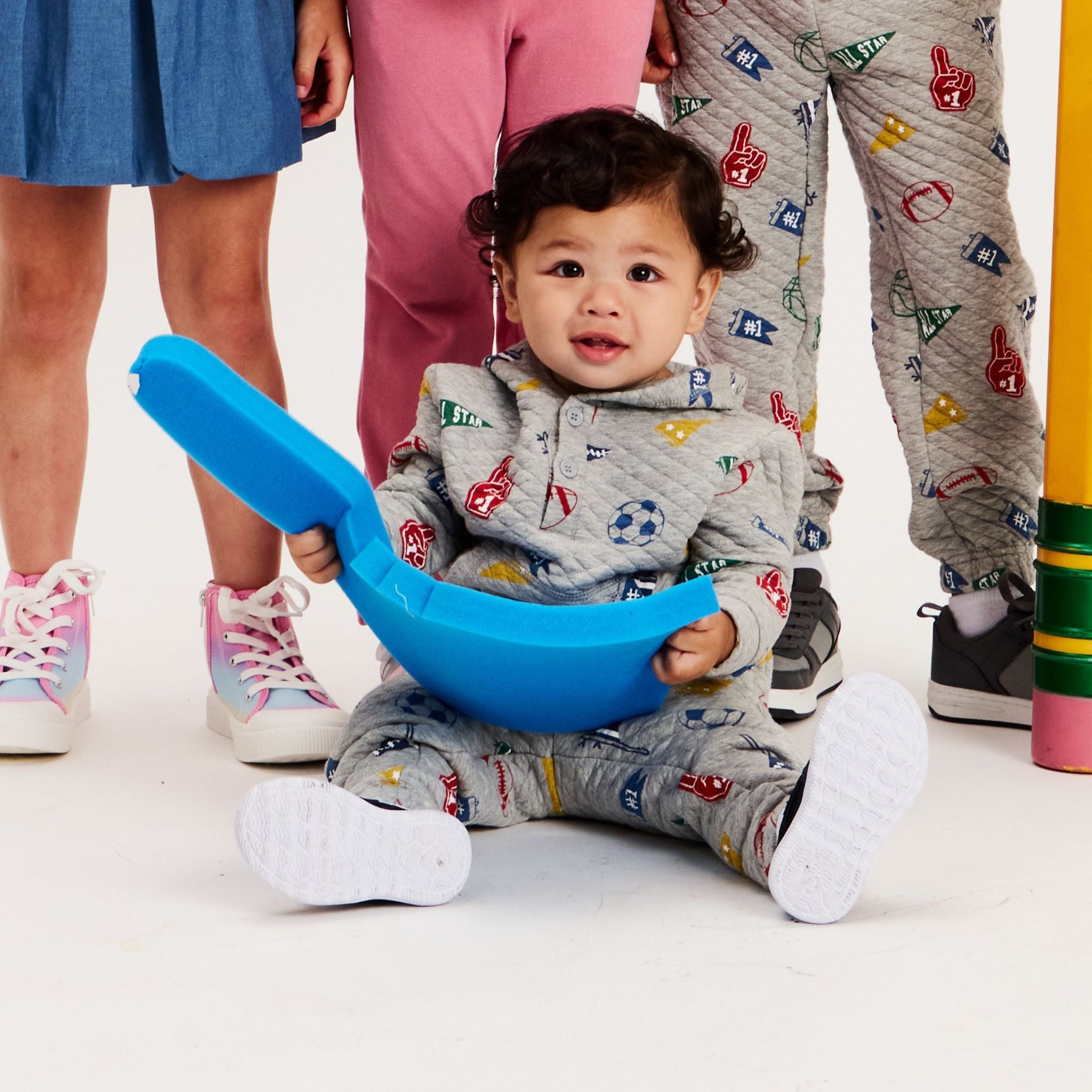 Infant Hooded Lounge Set | Grey Varsity