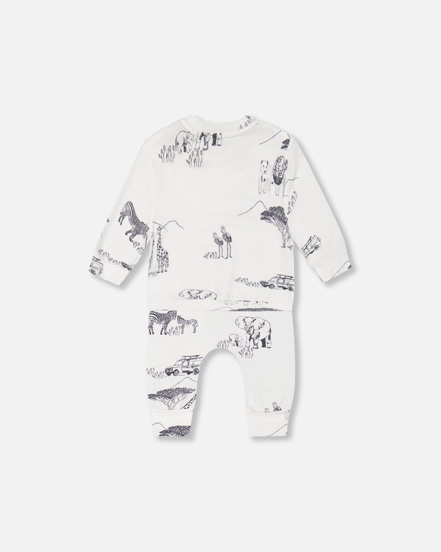 Organic Cotton Printed Top And Evolutive Pant Set White With Printed Jungle