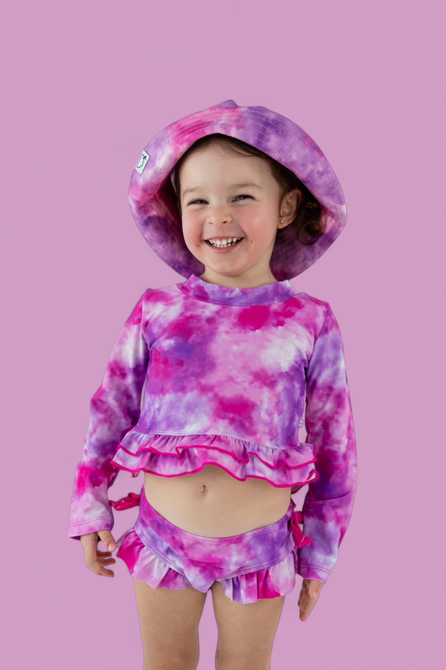 Candy Clouds Dream 2-piece Rash Guard Ruffle Swim Suit