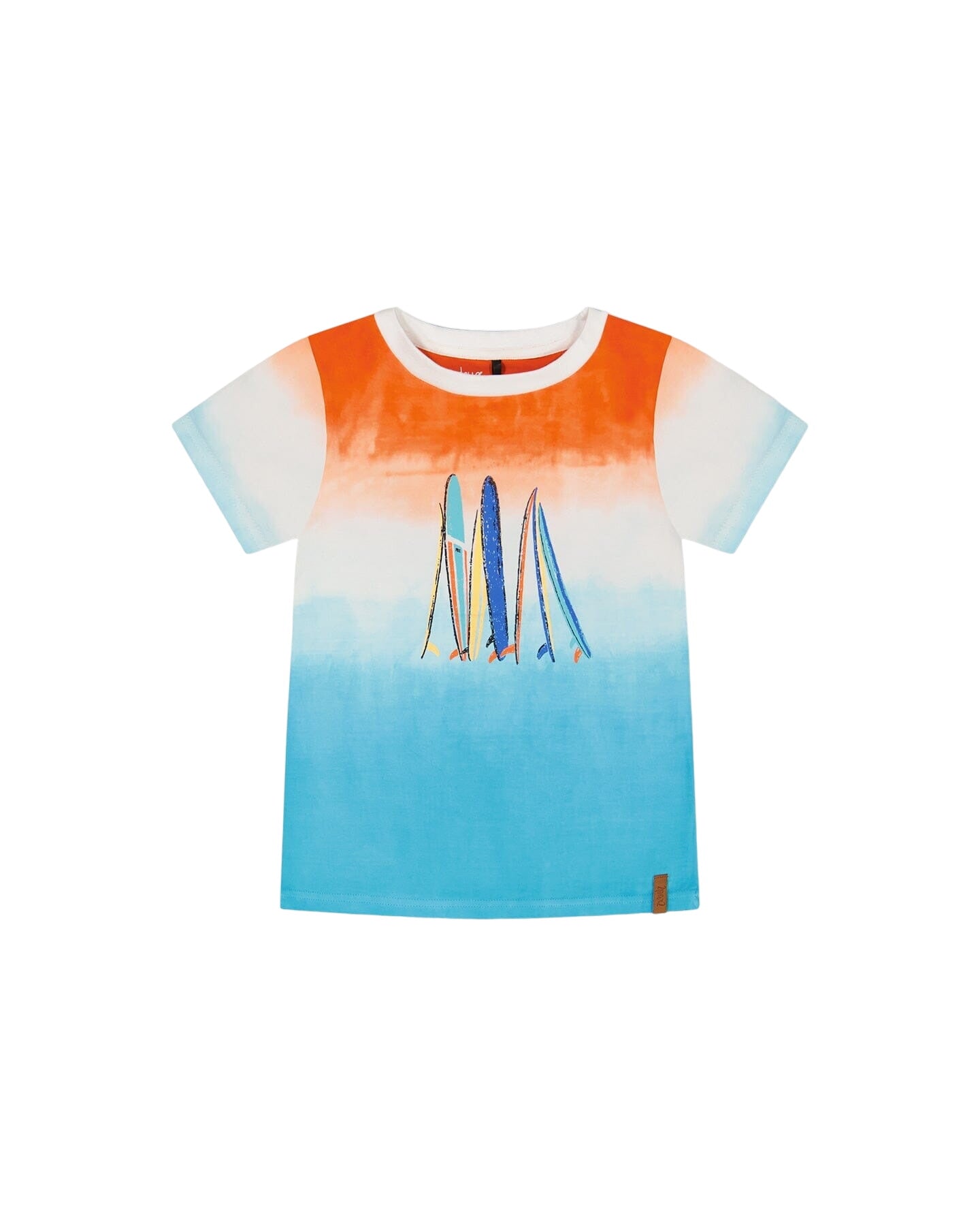 Organic Cotton T-shirt With Gradient Blue And Orange Print