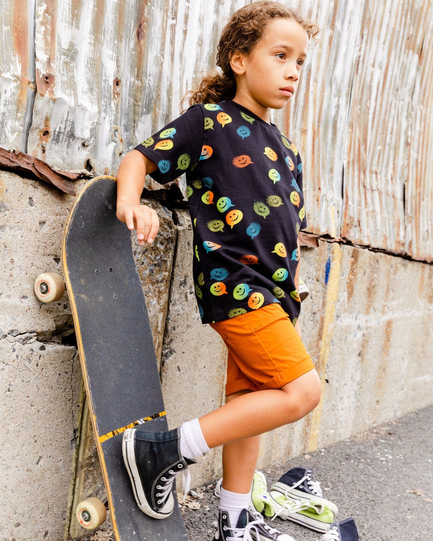 Organic Cotton T-shirt With Allover Print Black