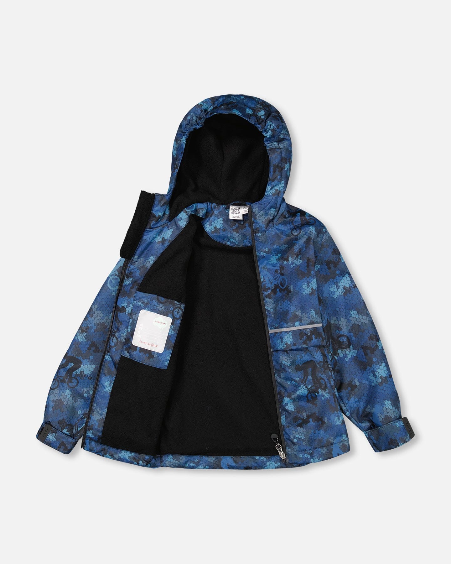 Two Piece Hooded Coat And Overalls Mid-season Set Blue Printed Bike And Black