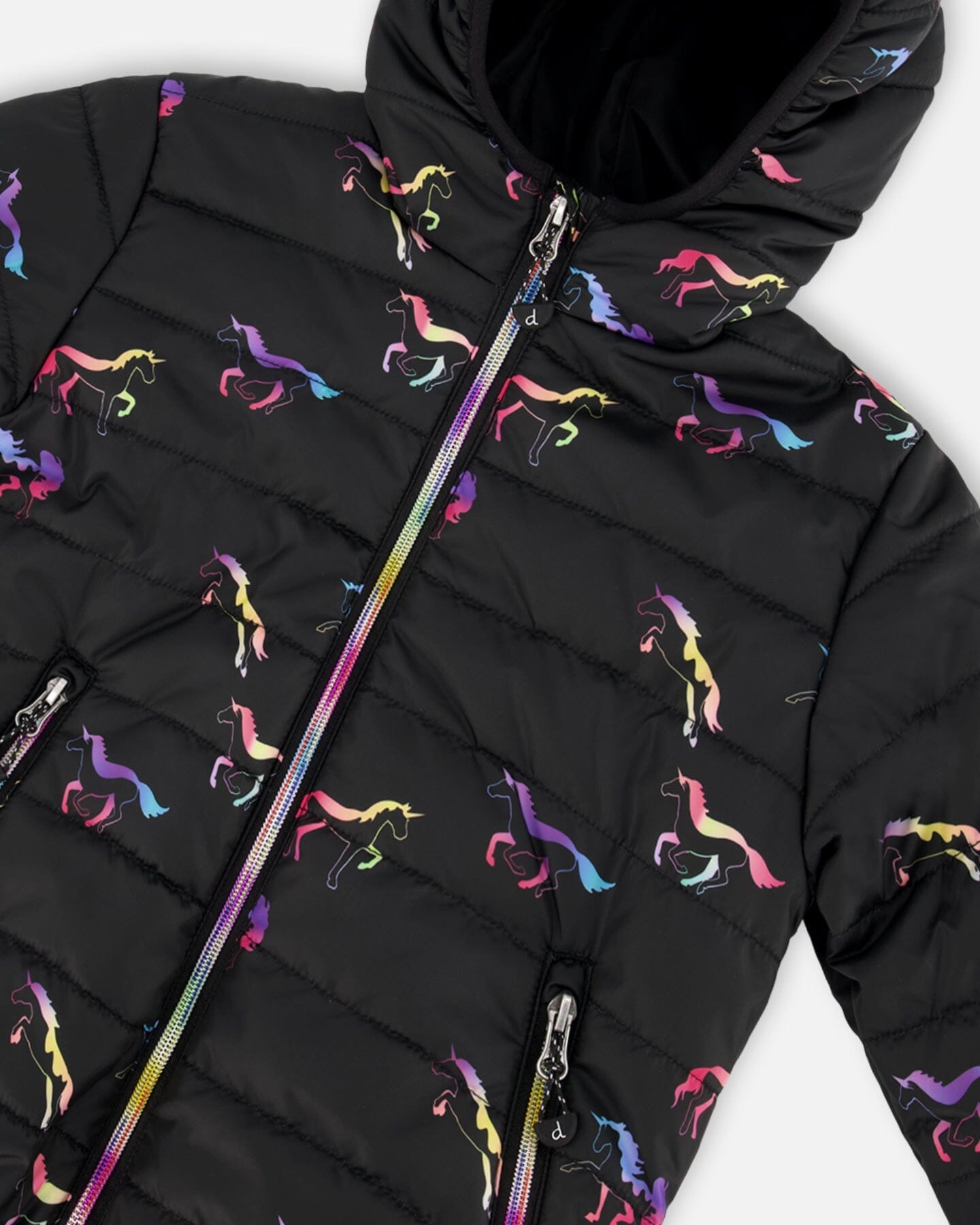 Quilted Mid-season Jacket Black Printed Multicolor Unicorns