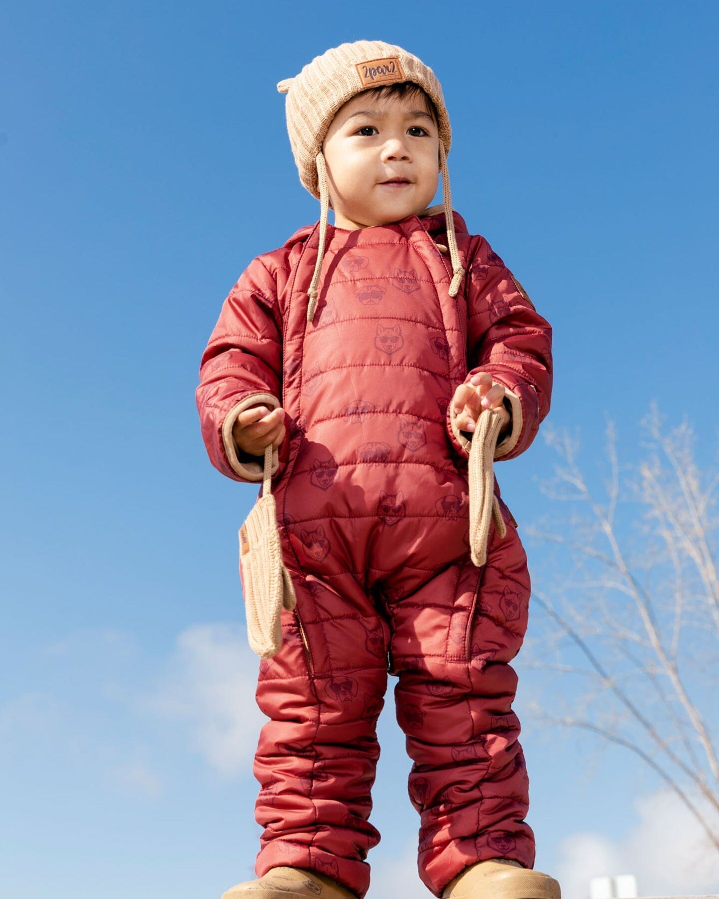 Baby Mid-season Quilted One Piece Printed Dogs Rust