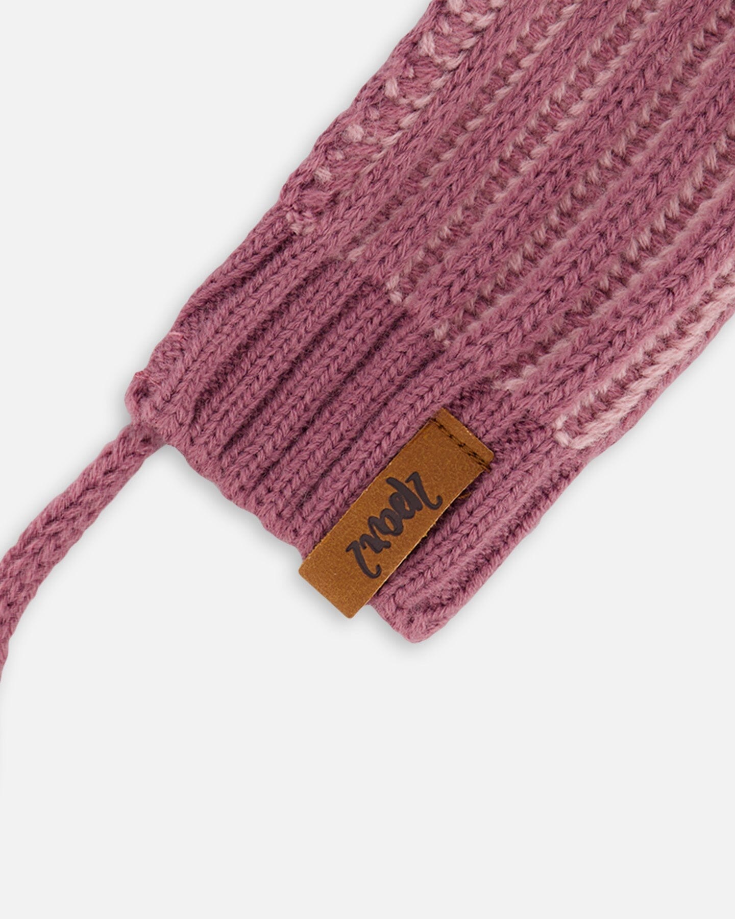 Knit Mittens With Cord Mauve