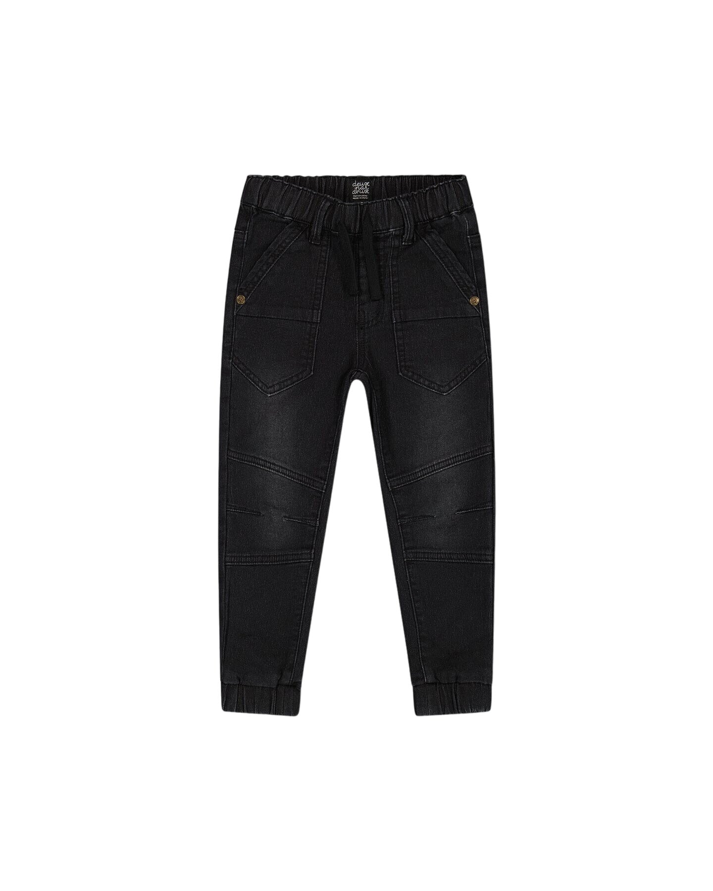 Black Stretch Denim Jogger Pants