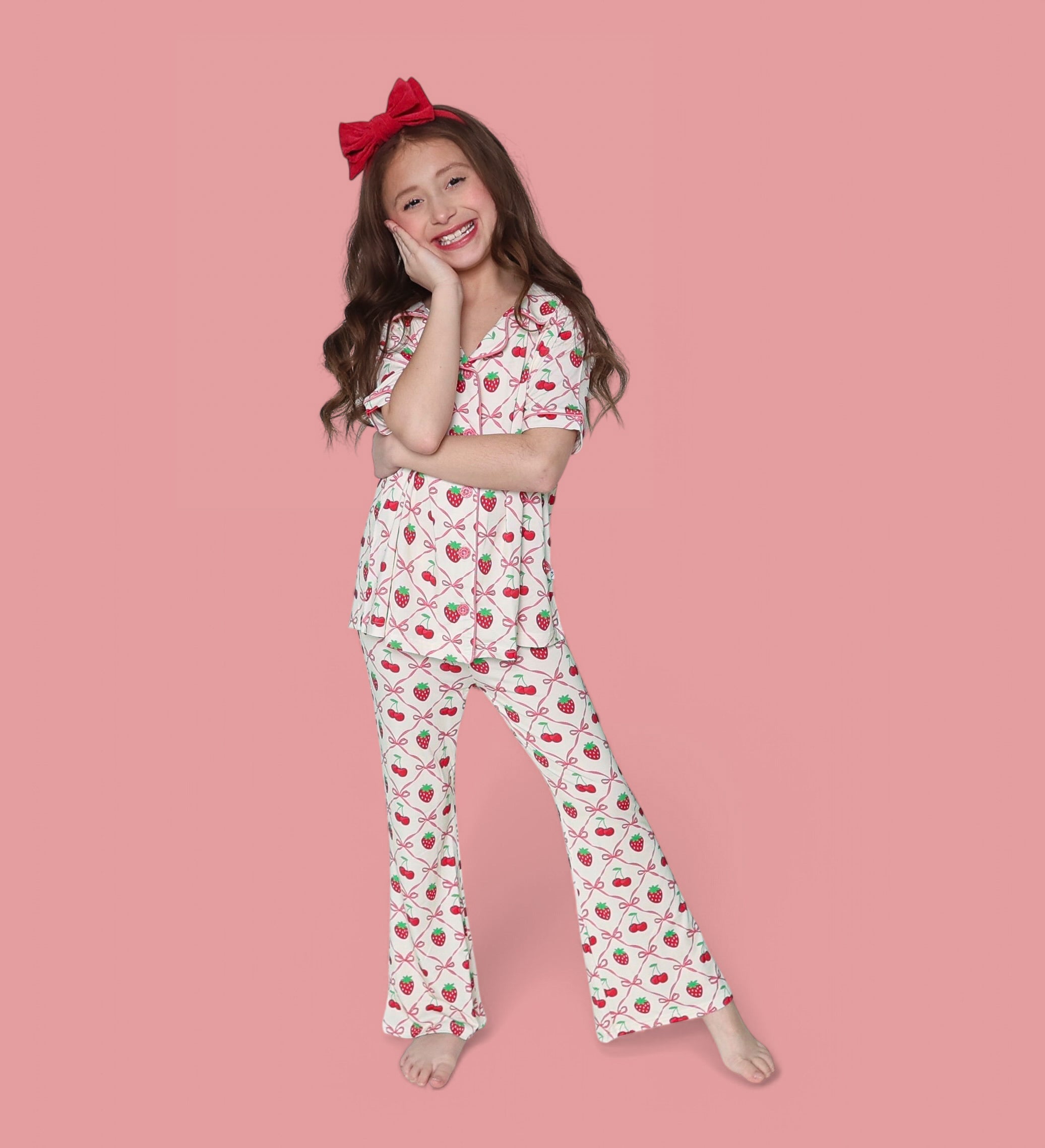 Cherry Bow Berry Dream Girl's Flare Set