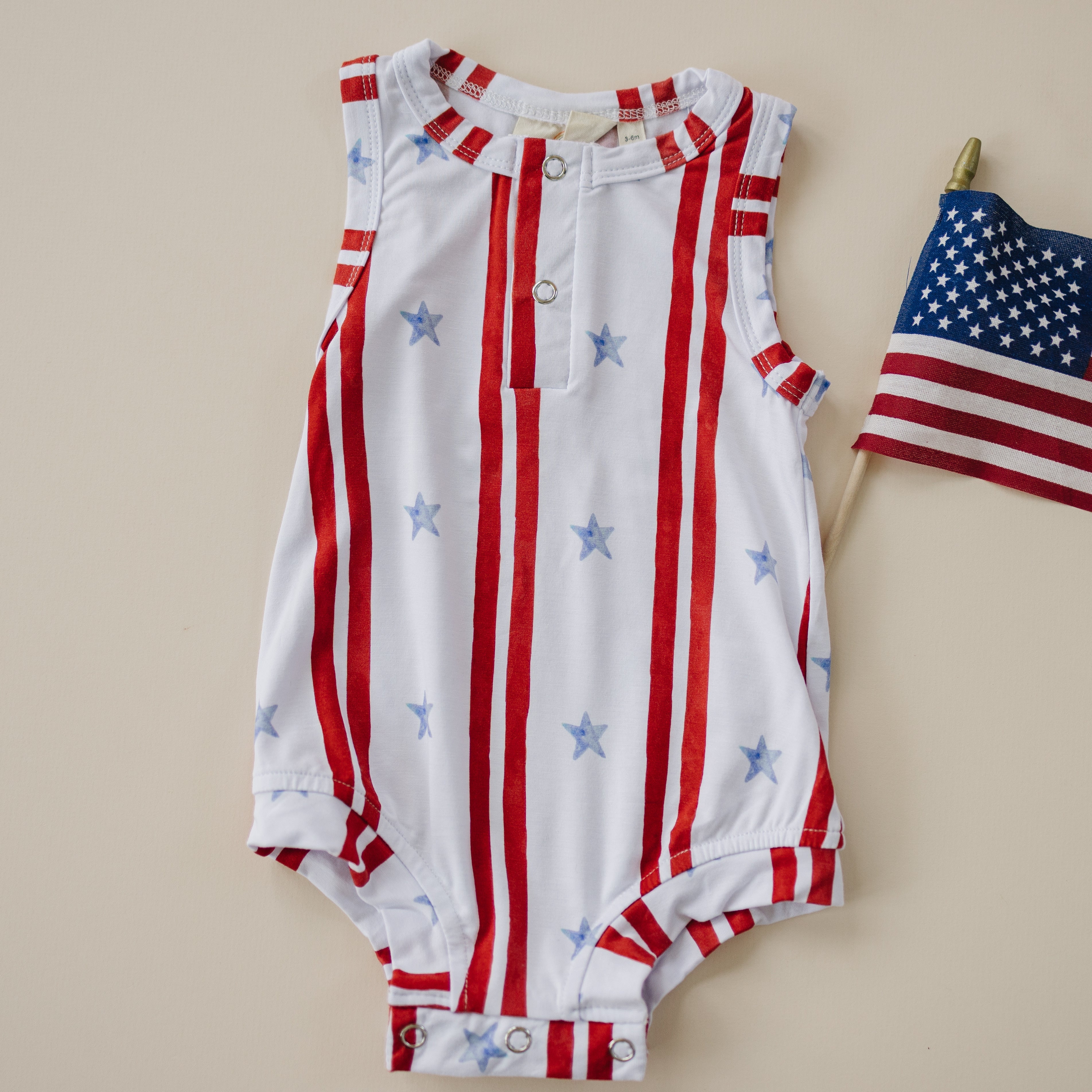 Stars & Stripes Henley Bamboo Romper